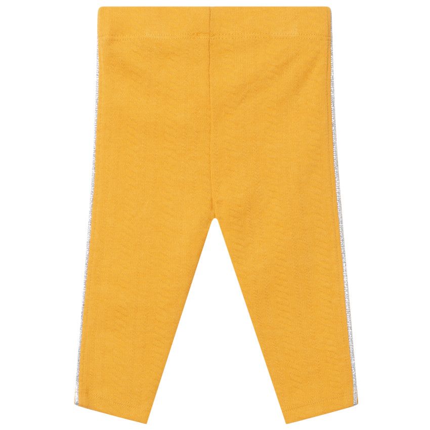 Legging en maille fantaisie à cordelette argentée - Jaune