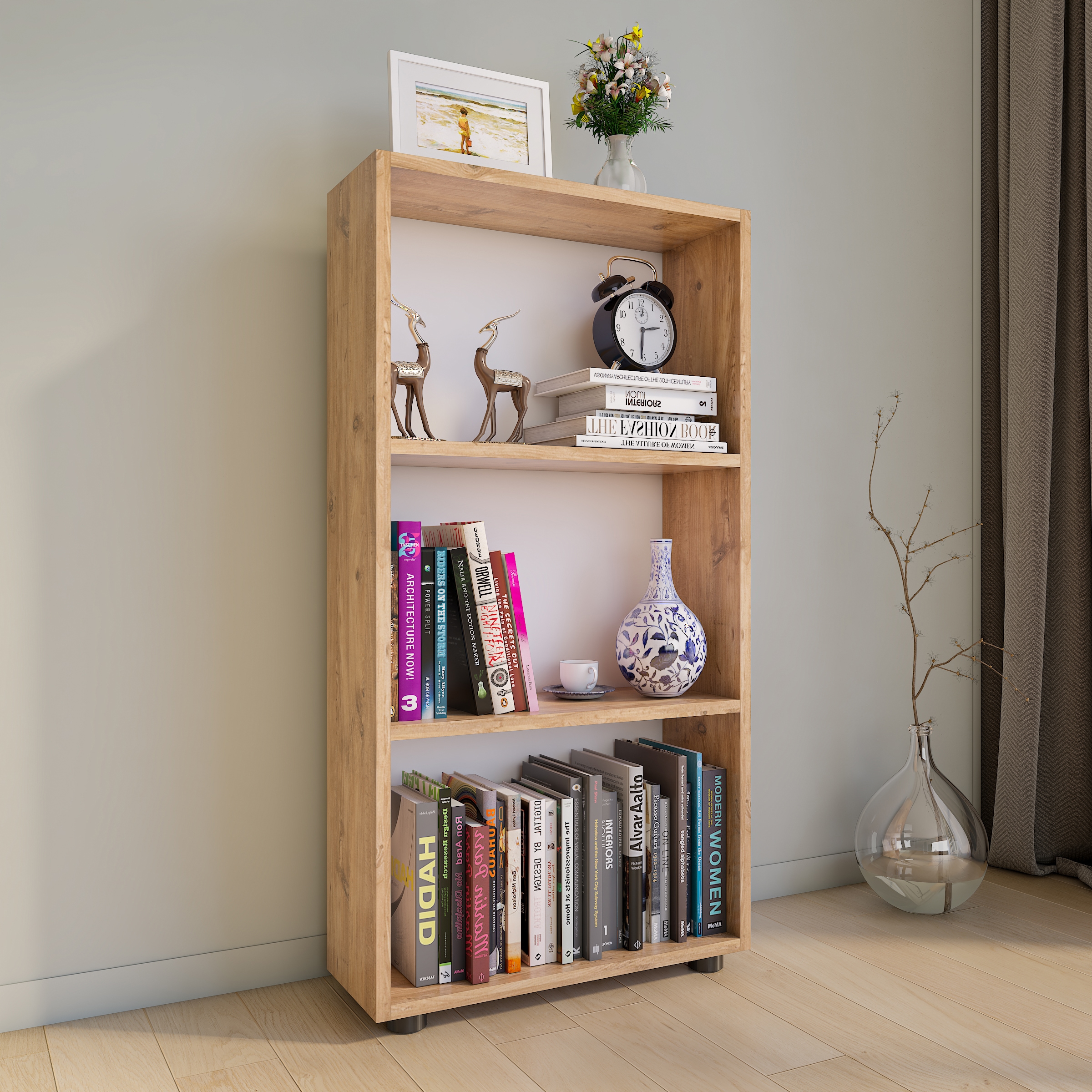 VCM Holz Aufbewahrung Stand Regal Bücherregal Deko Bücher Standregal Bulas 3 Fächer