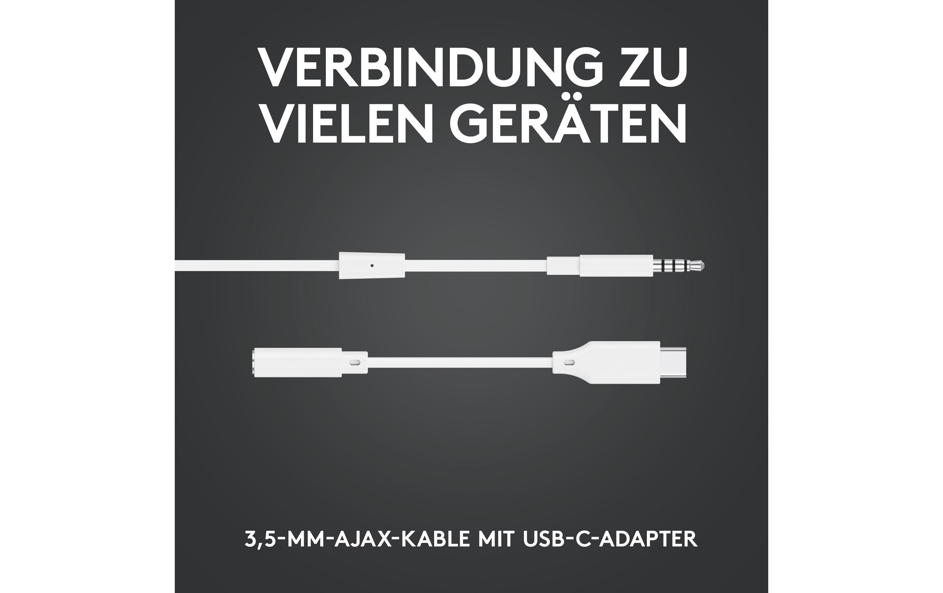 Headset G333 Gaming WeissGaming-Ohrhörer für klare Kommunikation auf PC, Konsolen und Mobilgeräten