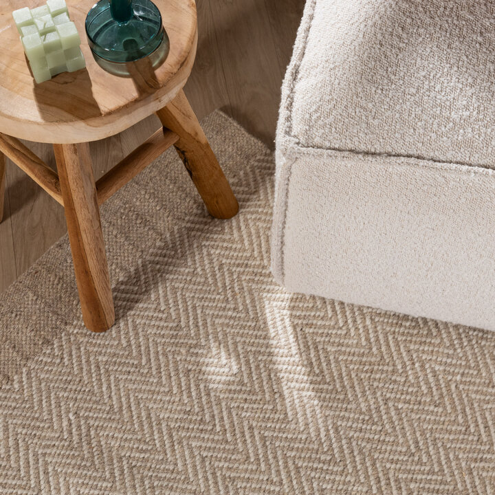 Wollen vloerkleed - Zula Beige | Handgeweven