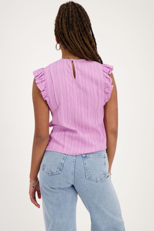 Paarse crinkle top met ruffle