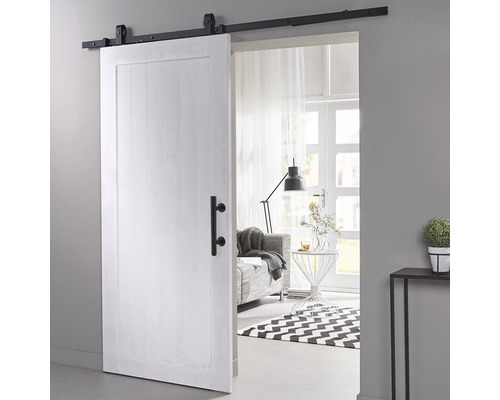 Intersteel schuifdeur complete set Pure Barn Door Basic -Top zwart 93x211,5 cm incl. deurblad wit, schuifdeurbeslag Basic Top en krukset