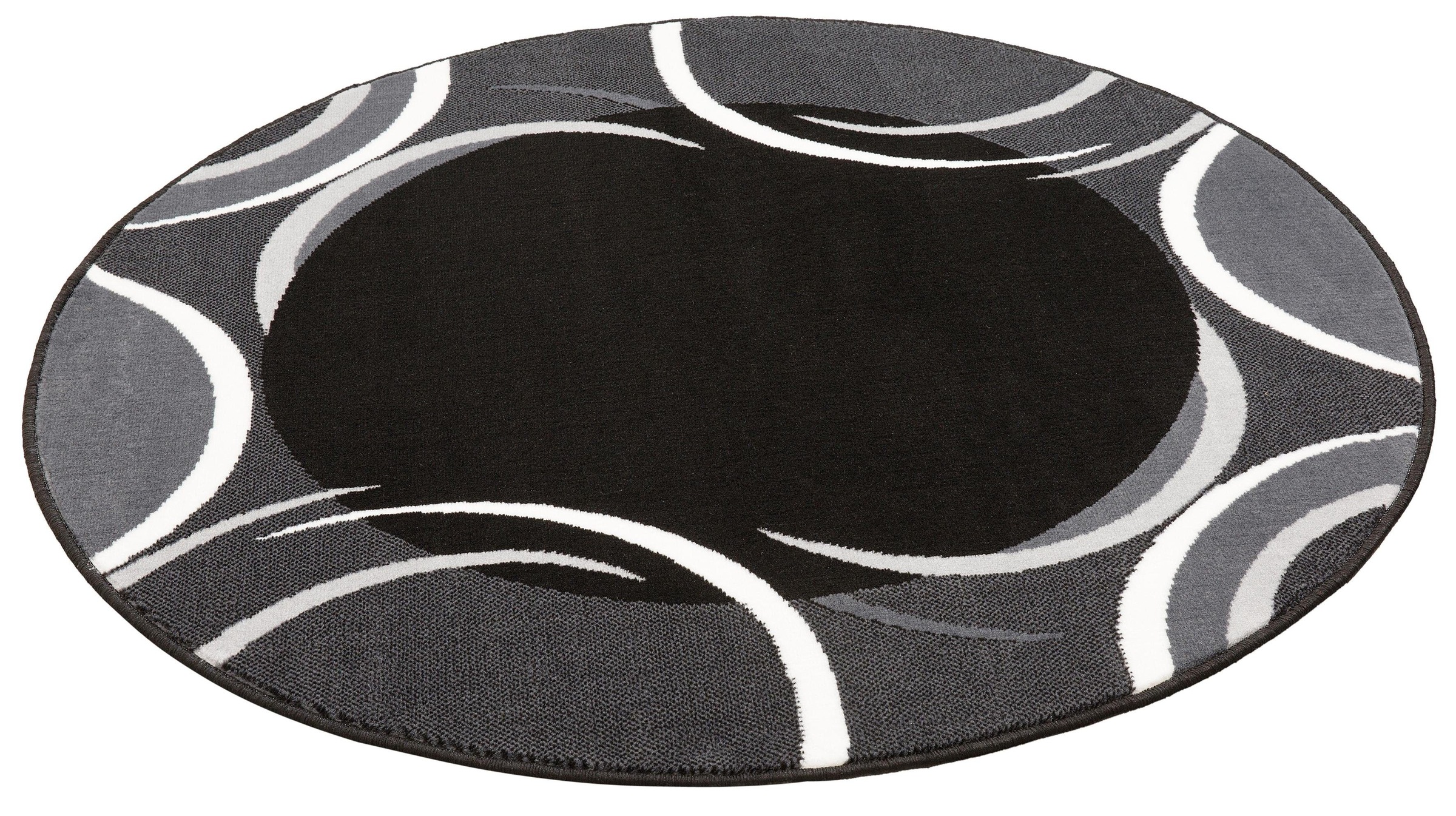 my home Teppich »Noah« rund 7 mm Höhe mit Bordüre, Kurzflor, verspieltes Design, pflegeleicht, elegant