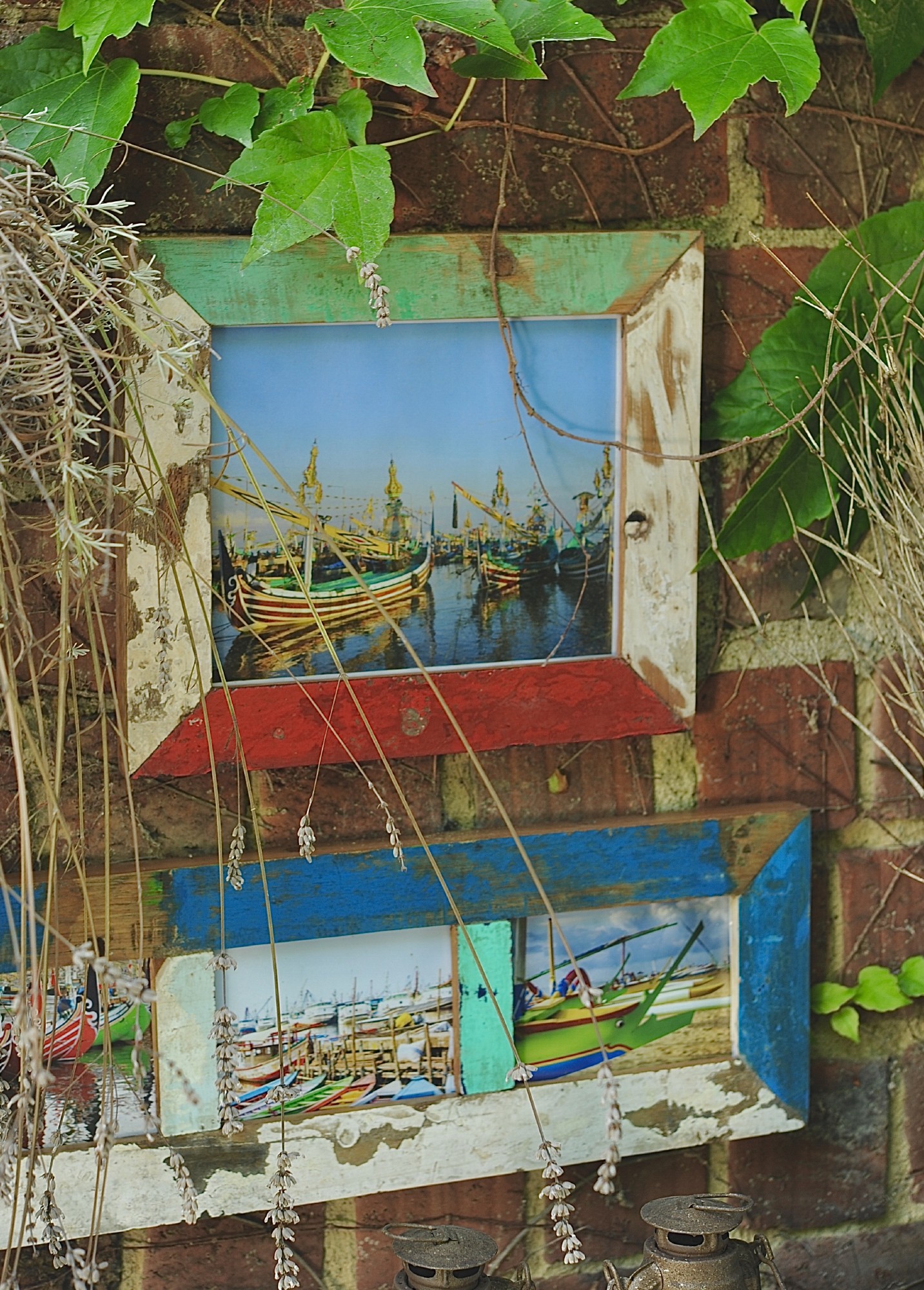Fotorahmen aus Bootsholz, multicolor, T 3 cm, B 80 cm, H 20 cm von fischer's lagerhaus