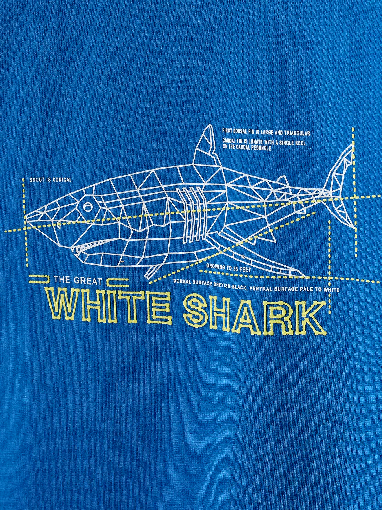 Camiseta infantil com efeito 3D, azul escuro.