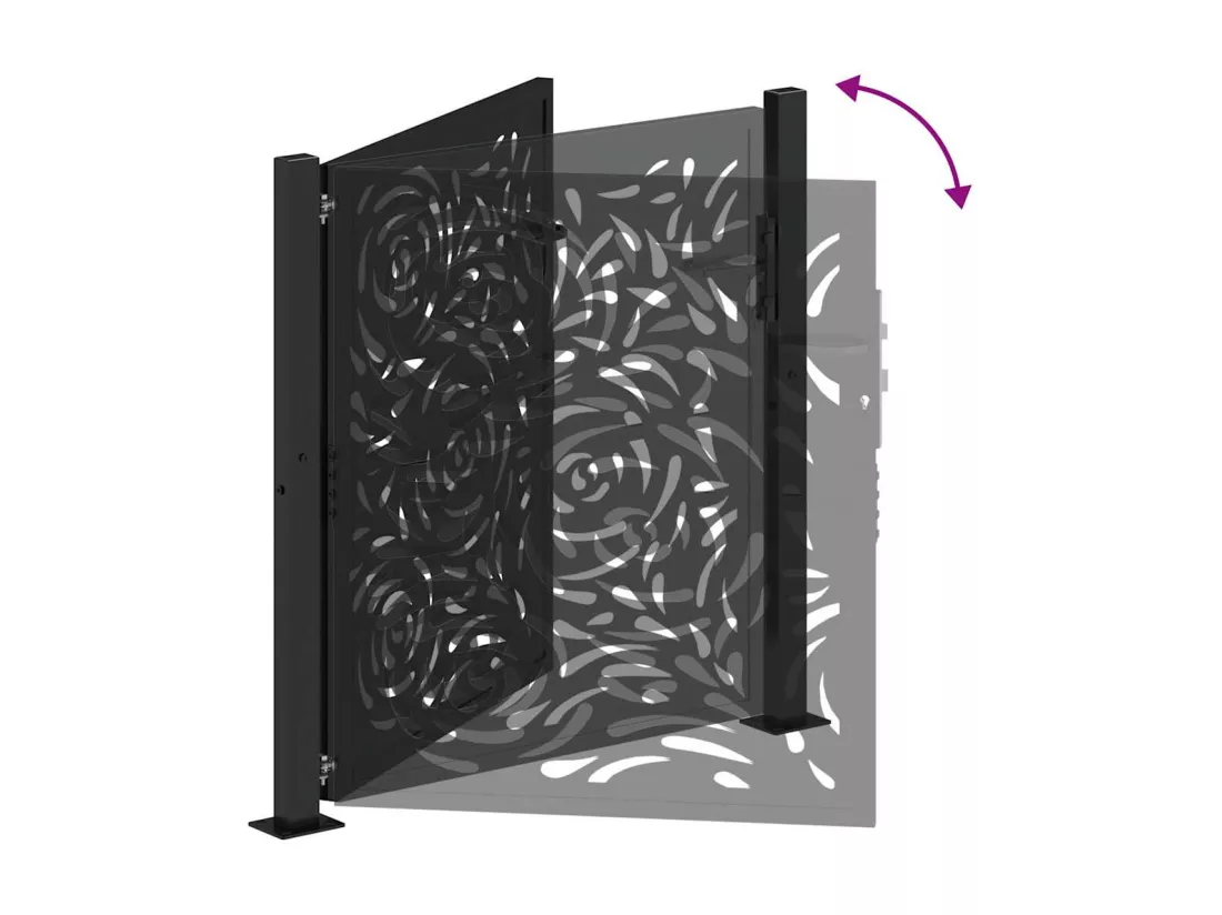 Portail de jardin noir 105x106 cm acier conception de flamme