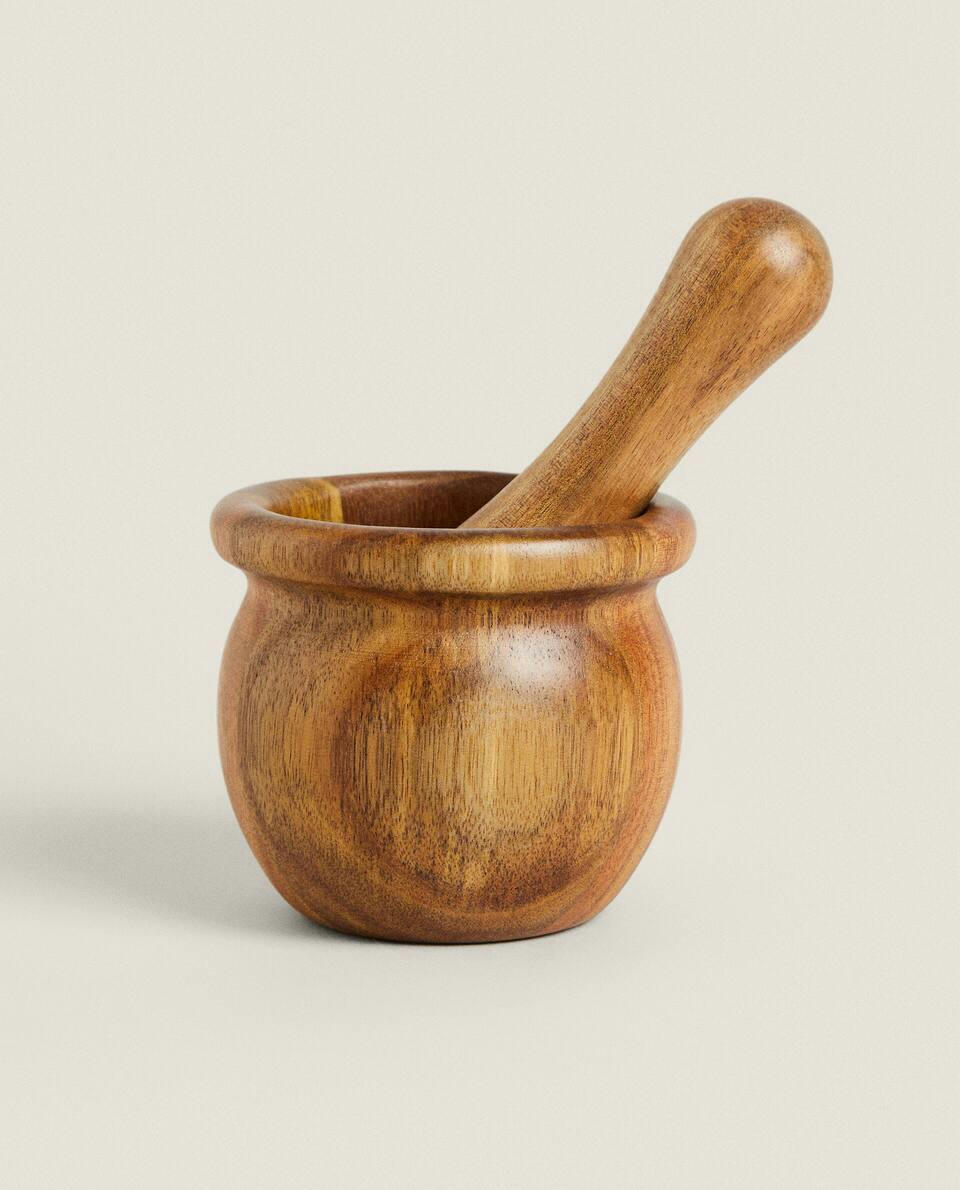 PILÃO E ALMOFADA DE MADEIRA
