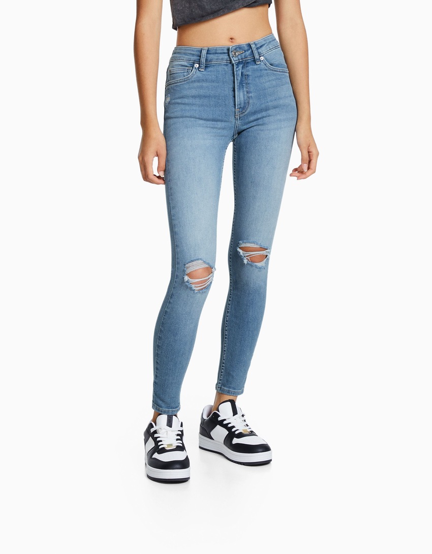 calça jeans skinny vintage de cintura baixa