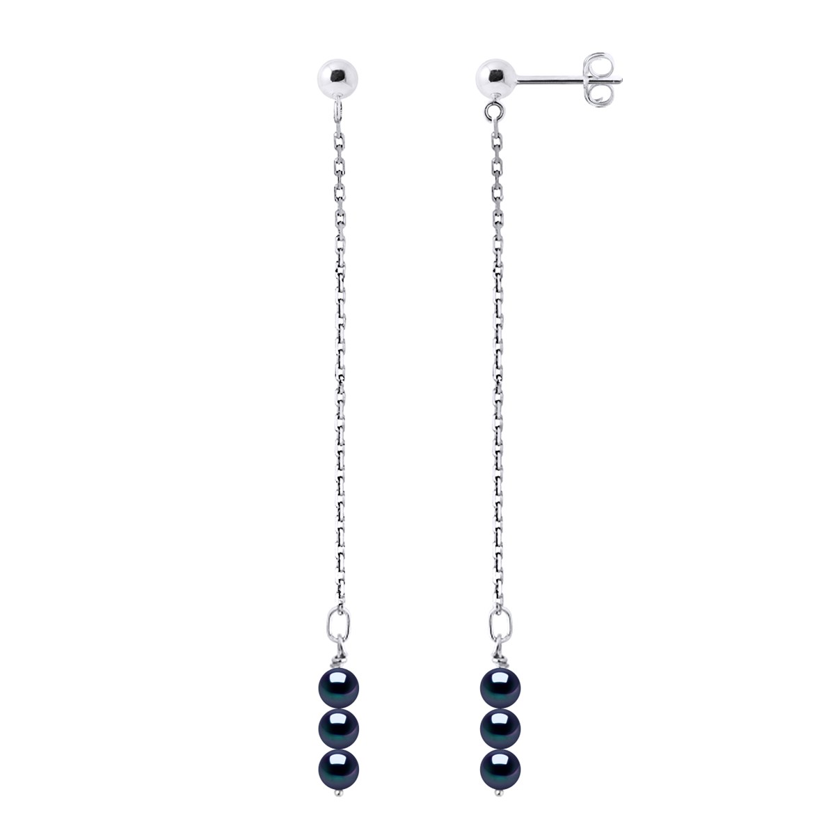 STELLA - Boucles d'Oreilles Perles d'Eau Douce 4-5 mm Blanches Or Blanc