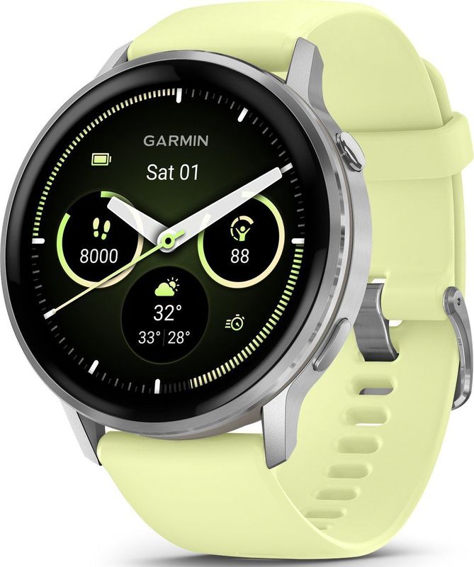 Garmin - Venu 4 - Smartwatch - Silver/Citron - 45mm - GPS - AMOLED-touchscreen