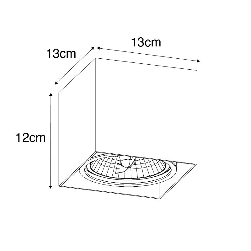 Design spot zwart vierkant AR111 - Box