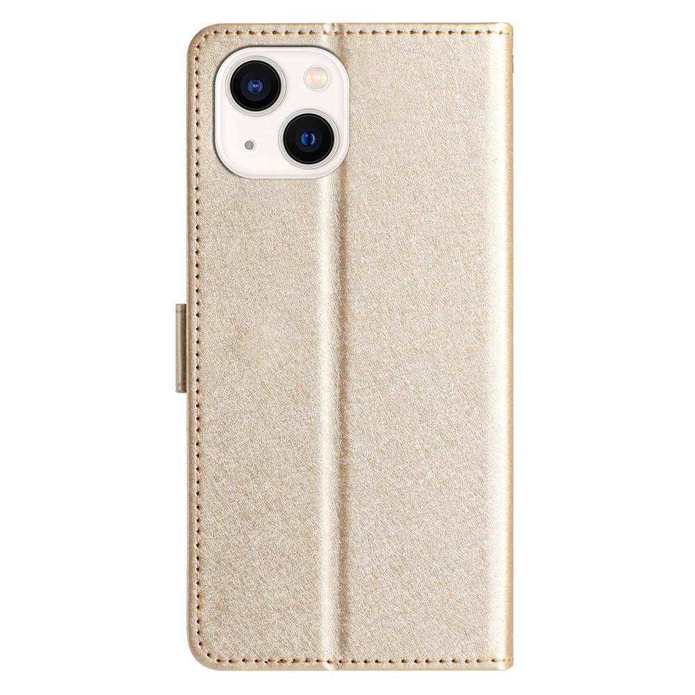 iPhone 15 Leder Tasche Flipcover Wallet mit Kartenfächern - Gold