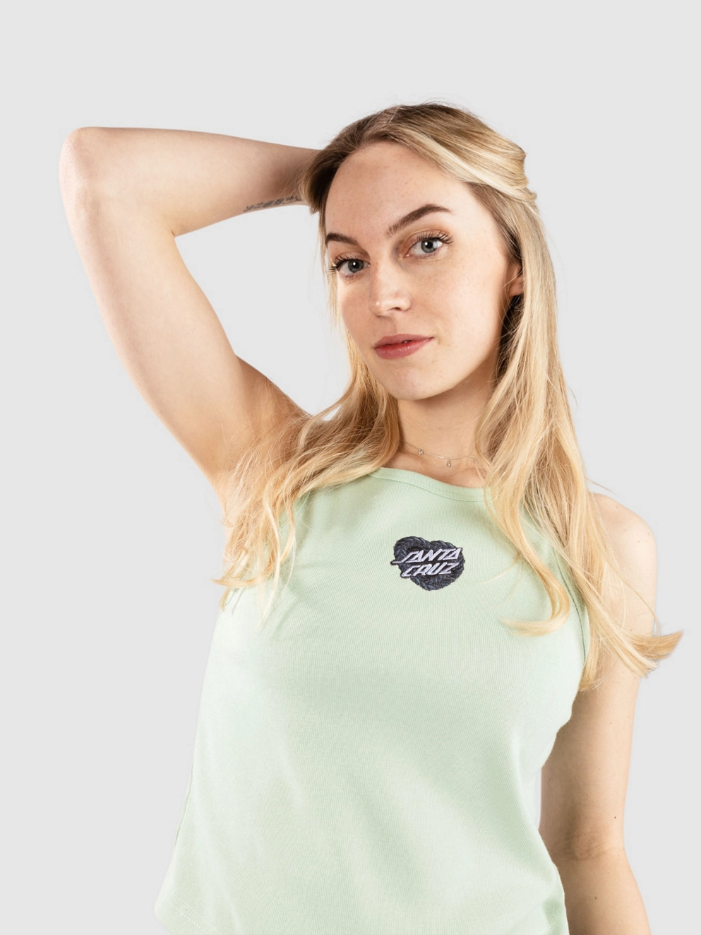 Santa Cruz Heart Wreath Mini Front Tank Top pale sage