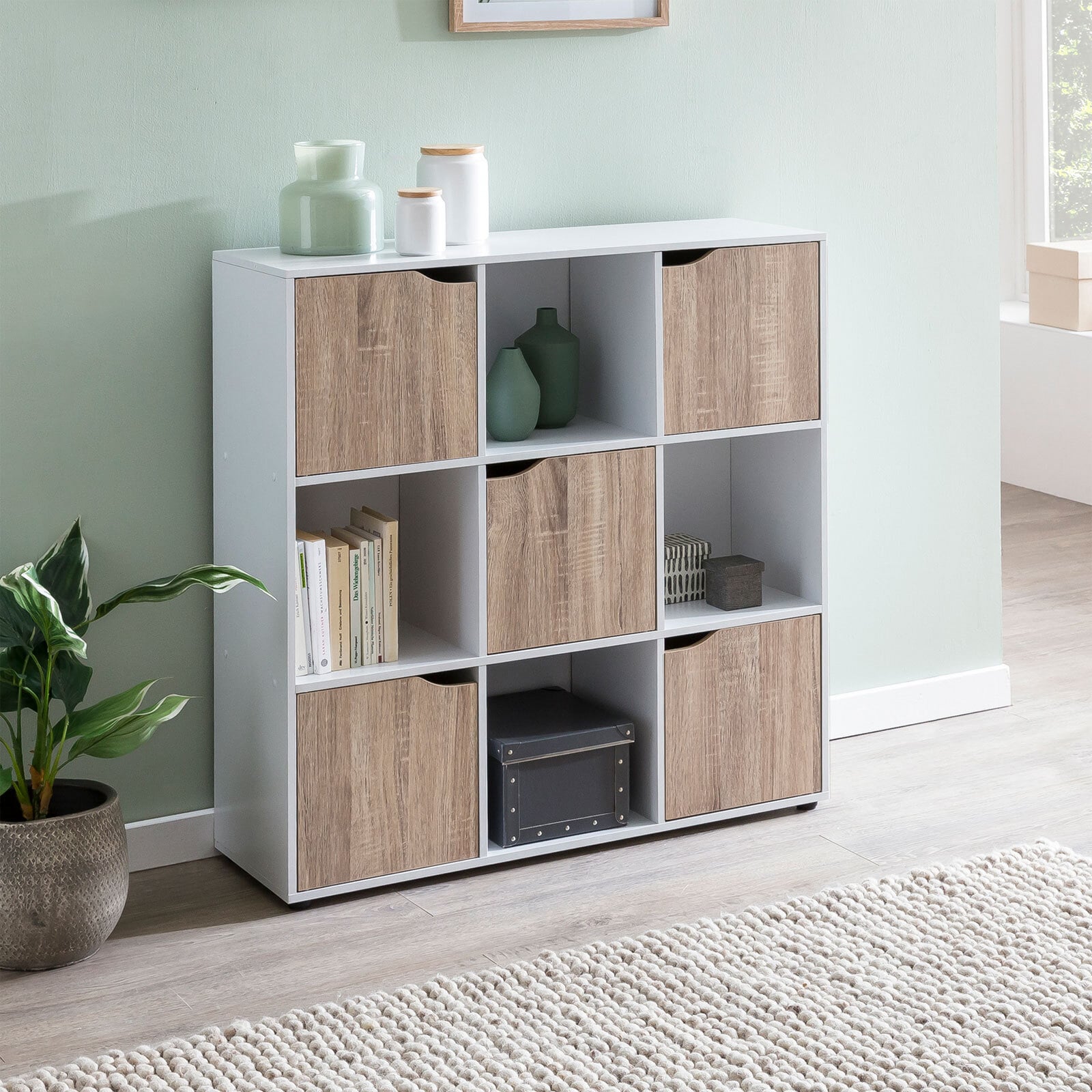Regal Vardo 89 x 91 Weiß/Eiche Sonoma
