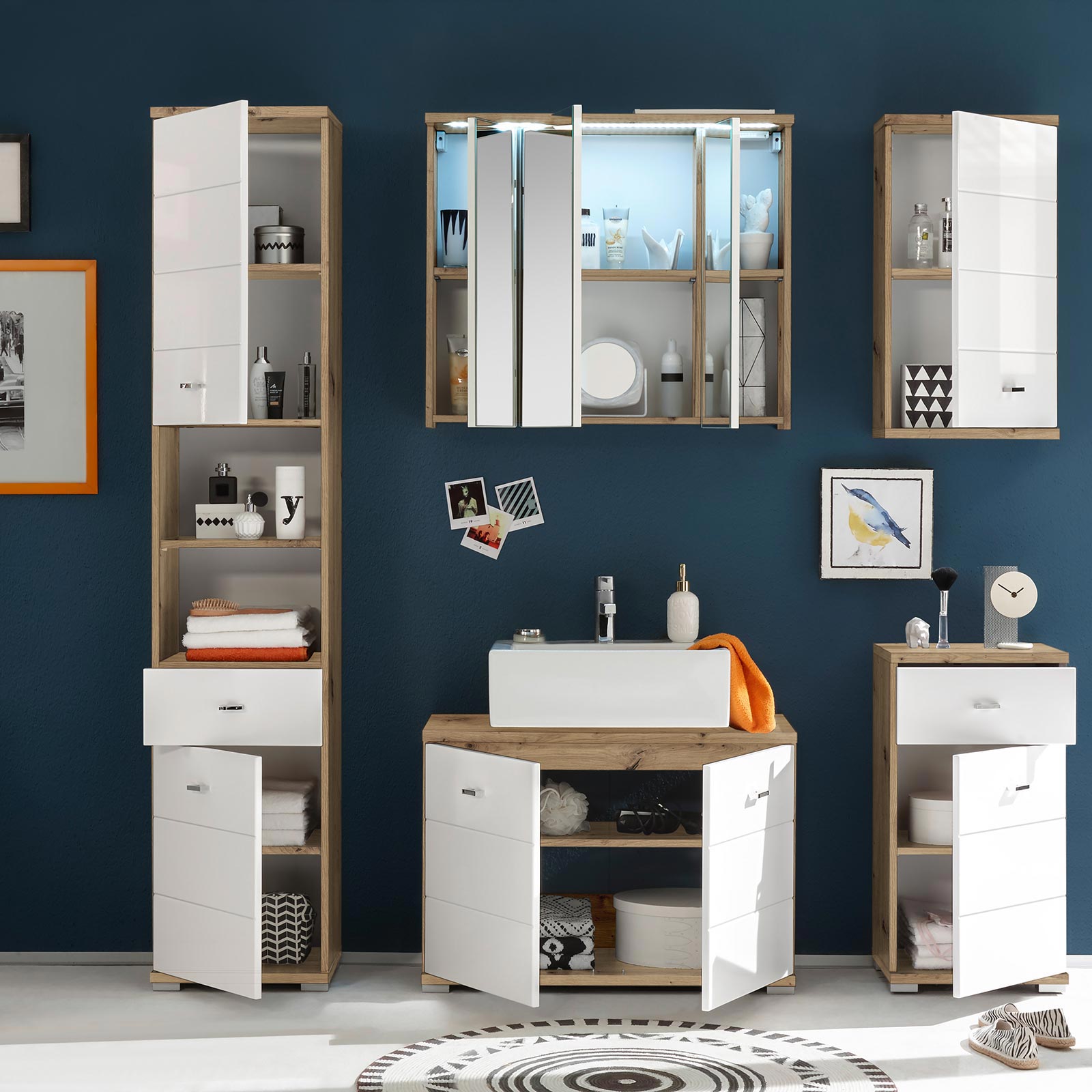 Spiegelschrank - Artisan Eiche - 80 cm breit