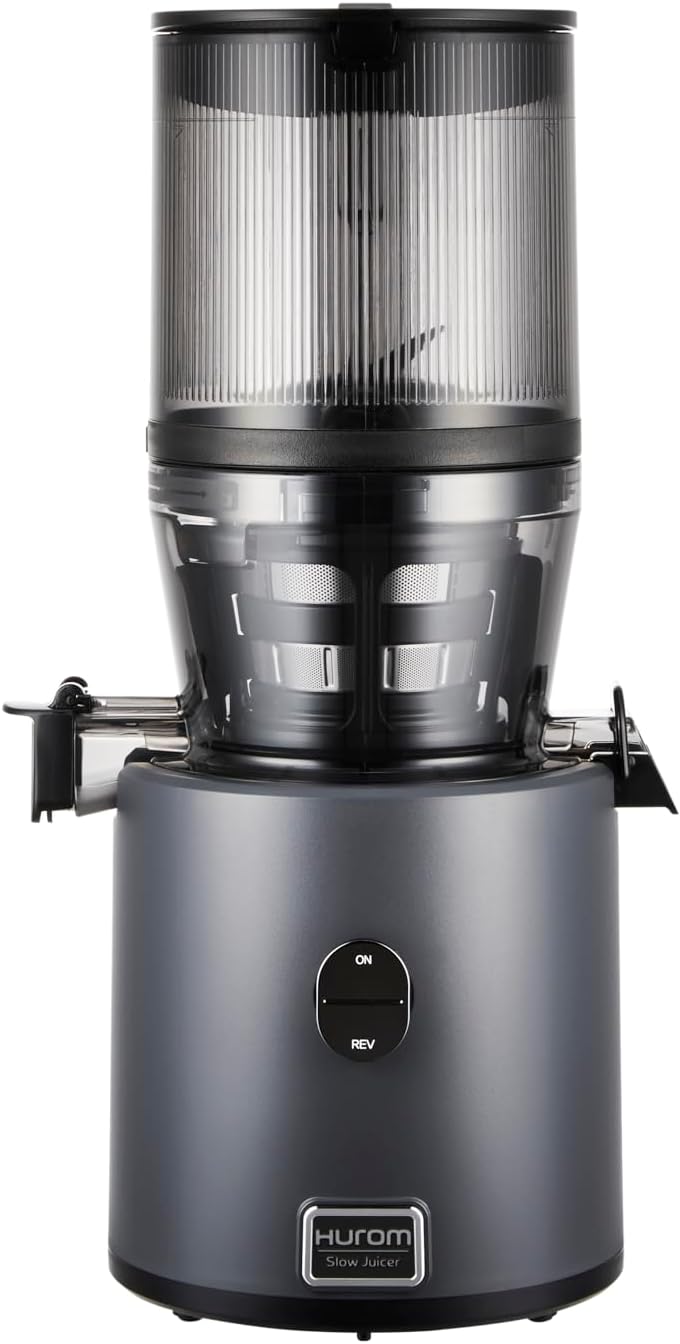 Hurom | Entsafter H330P – gesünder, schmackhafter und verschwendungsfreier Saft, langsame Kompressionstechnologie, vielseitig, leicht zu reinigen, hohe Effizienz, Charcoral