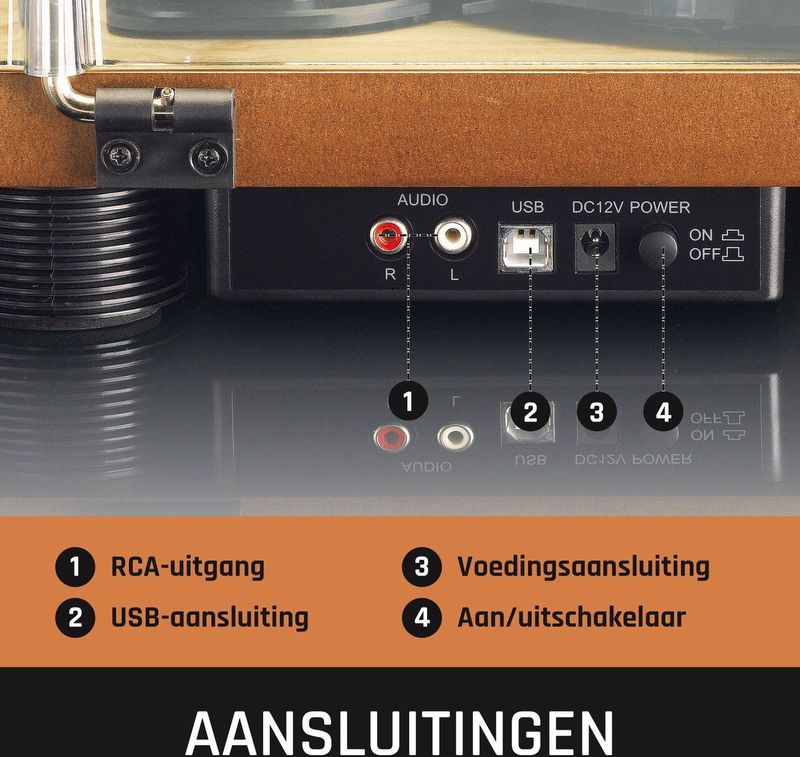 Lenco - LS-50WD - Platenspeler - Hout - Ingebouwde Speakers - Auto-stop - USB Encoding