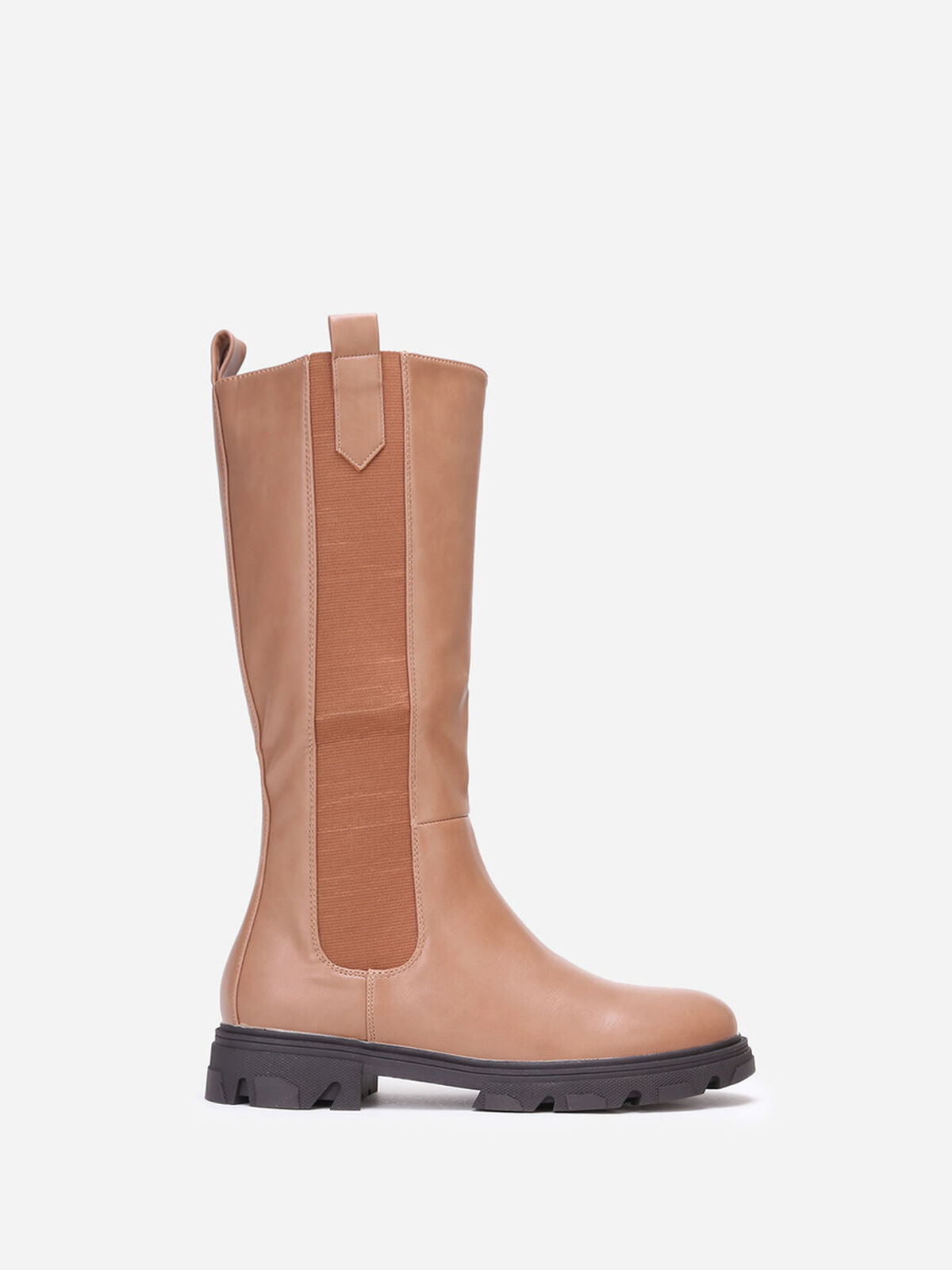 Bottes cavalières crantées grandes tailles- Taupe
