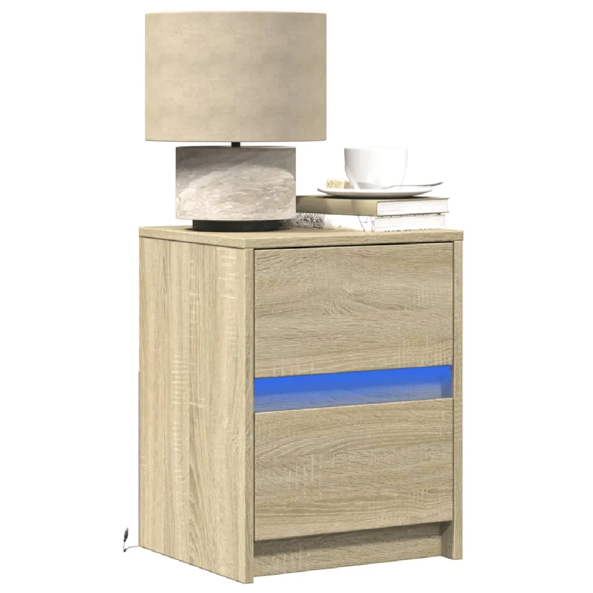 vidaXL Armoires de chevet avec LED - Chêne Sonoma
