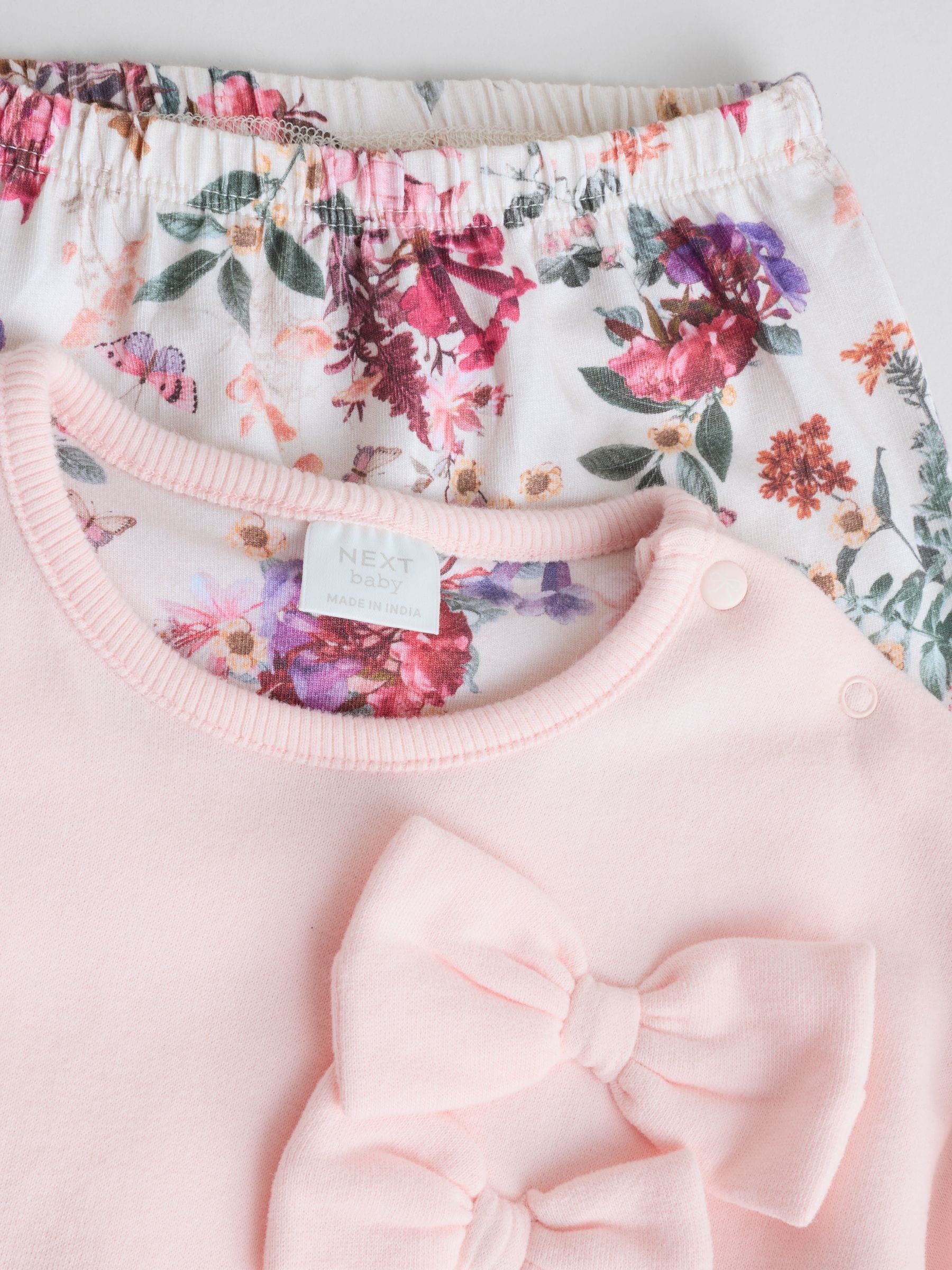 Roze/crèmekleurig met bloemenprint - Baby Strik Sweater en Leggings Set 2 Pieces (0mnd-2jr)