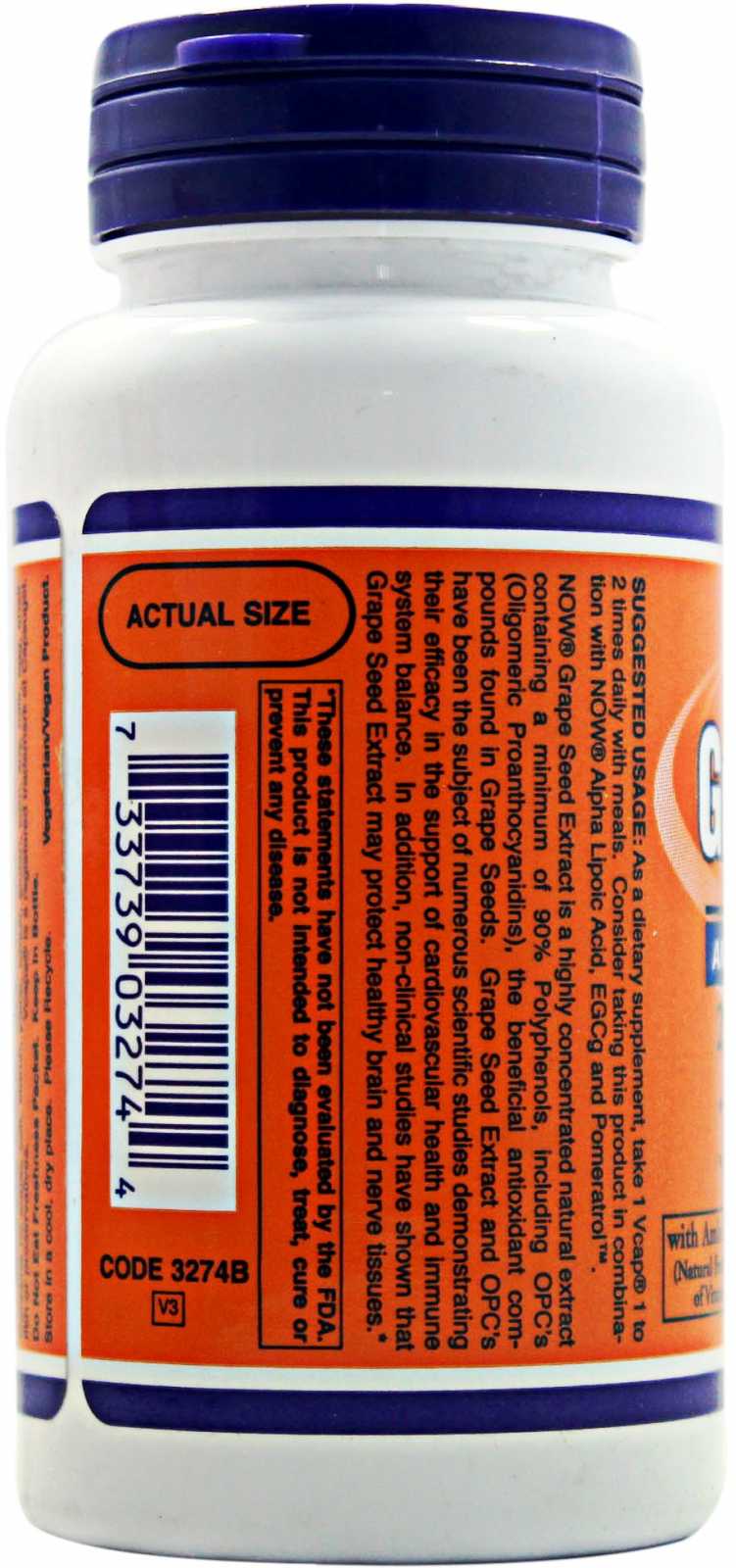 NOW Foods Semente de Uva 250 mg 90 cápsulas v