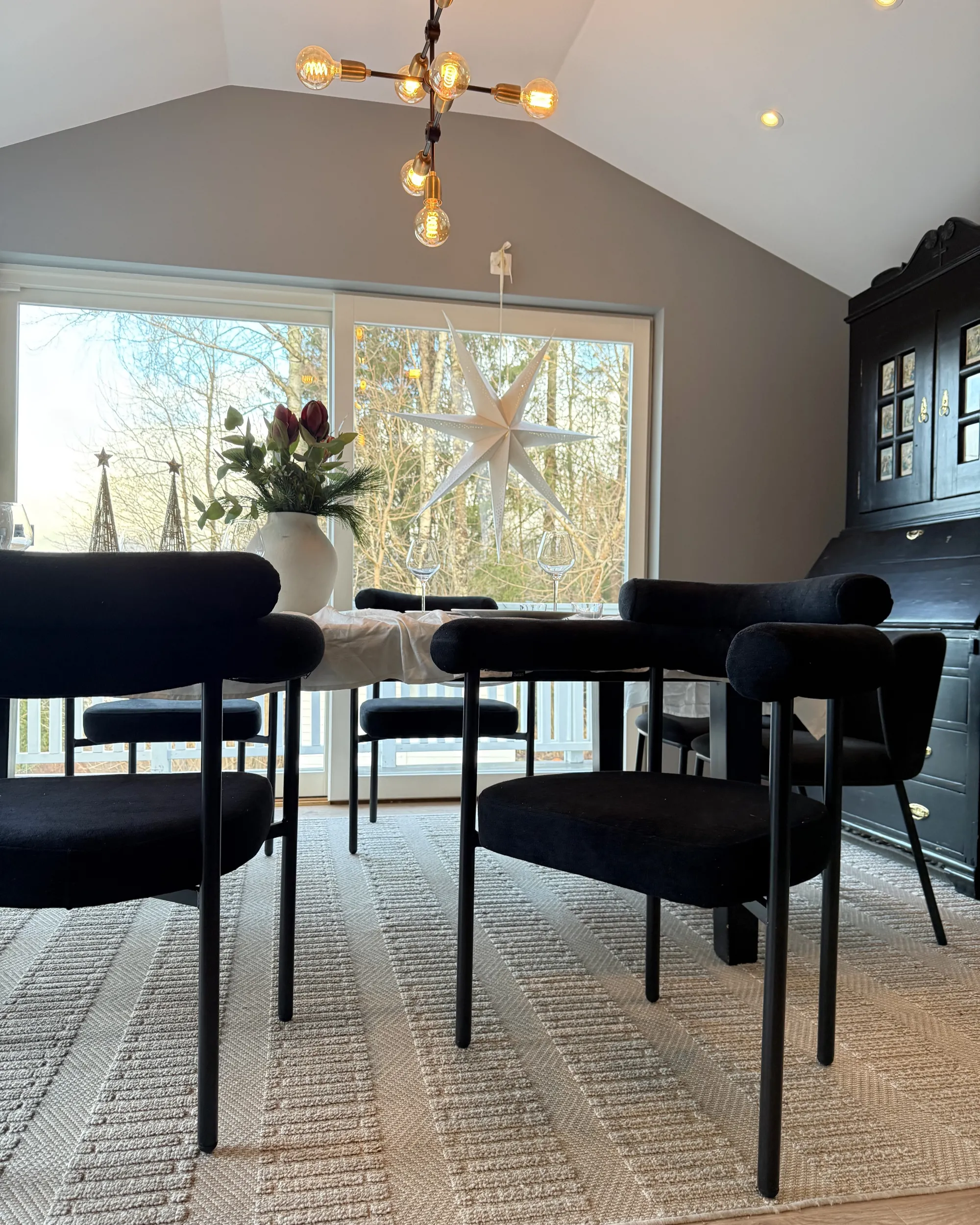 Set van 2 eetkamerstoelen LYNEY Stof Zwart