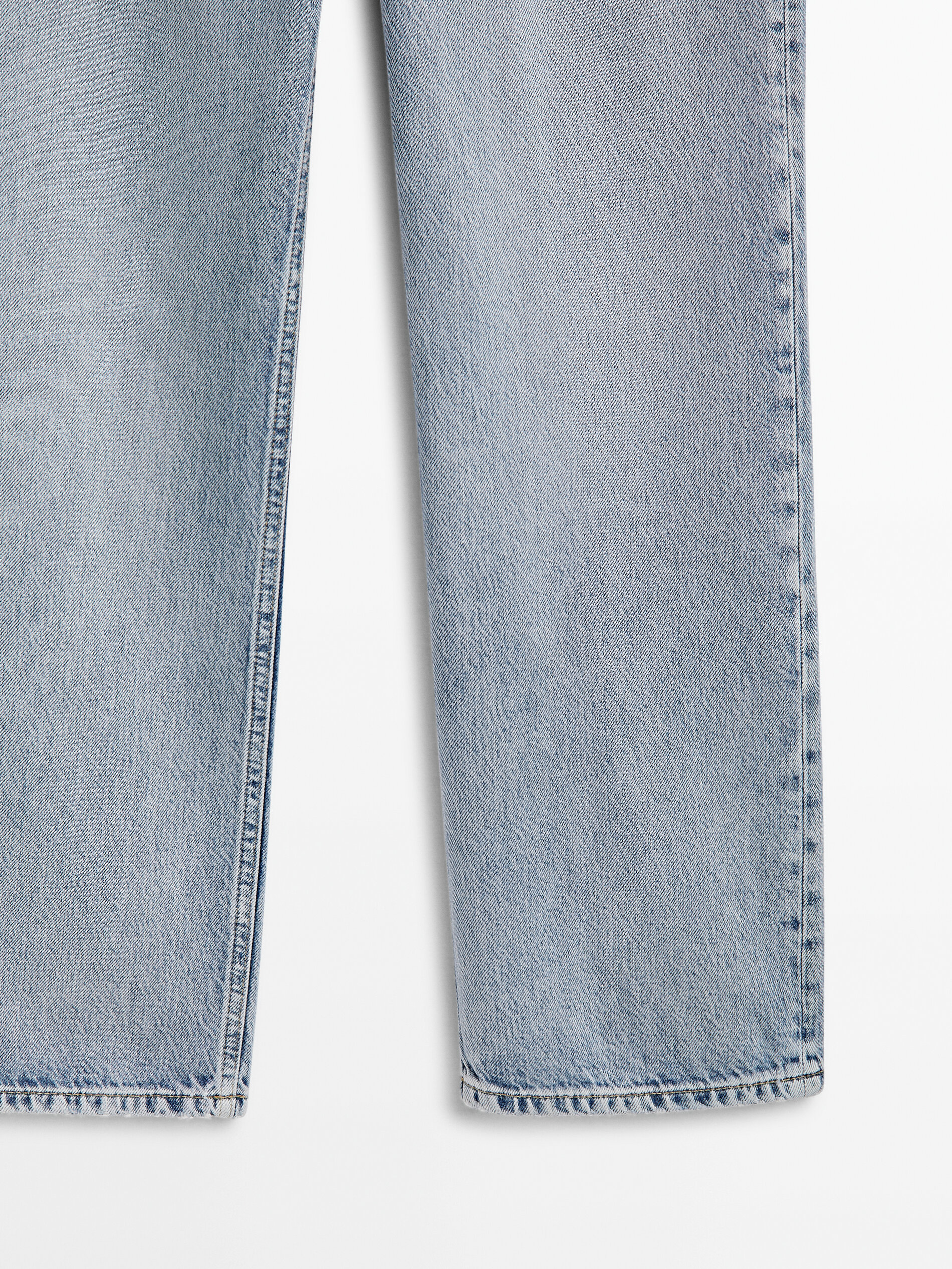 Calça vaquero tiro alto corte reto - Azul Claro
