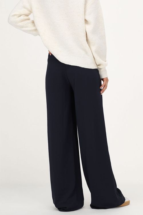 Donkerblauwe wide leg pantalon