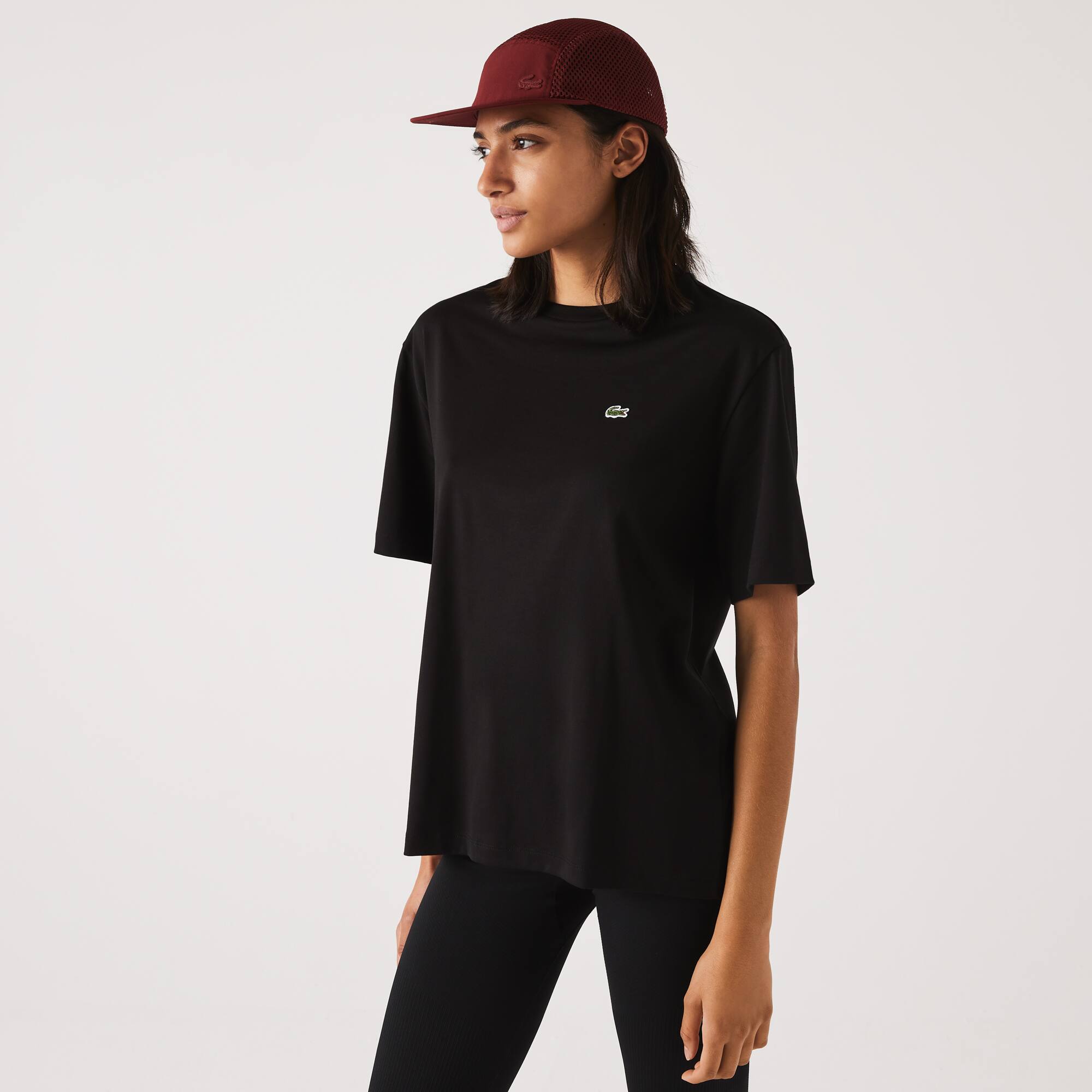 T-shirt à col rond en coton premium T-Shirts - Noir - Lacoste - Femme