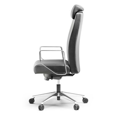 Fauteuil de bureau BOP - accoudoirs fixes - appui-tête - cuir noir