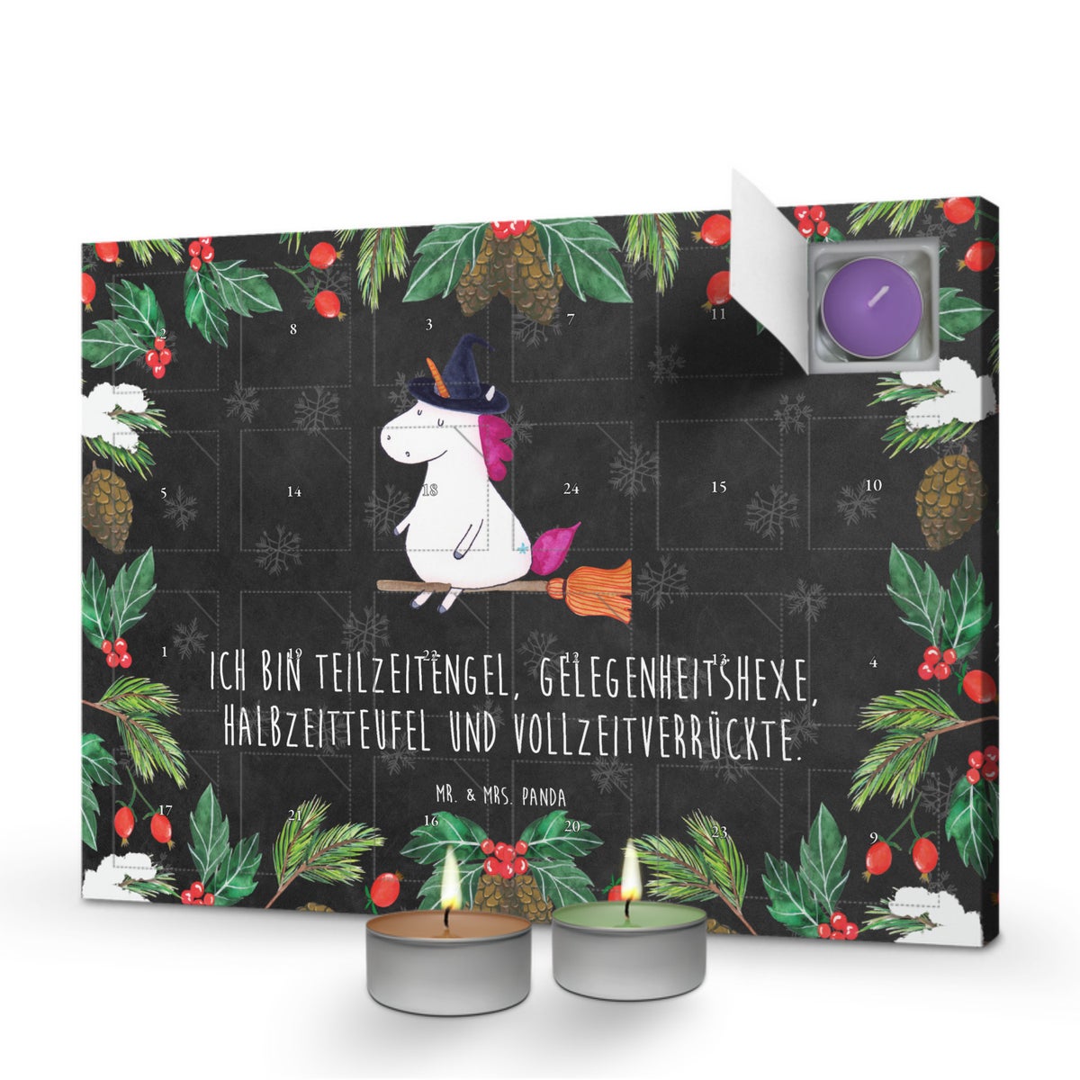 Mr. & Mrs. Panda Geurkaars Adventskalender Eenhoorn Heks - Zwart