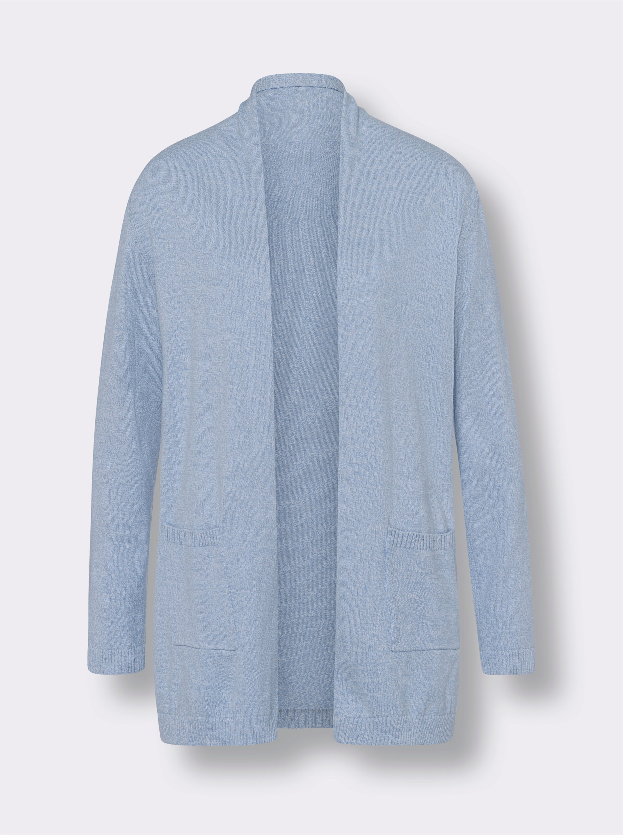 Longstrickjacke in offener Form