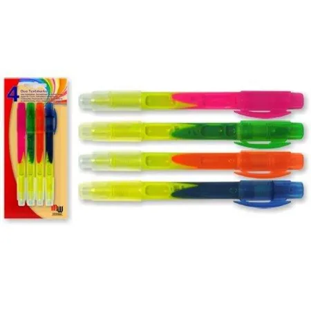 MW Handel DUO Textmarker 4 Stück in orange, pink, grün und blau
