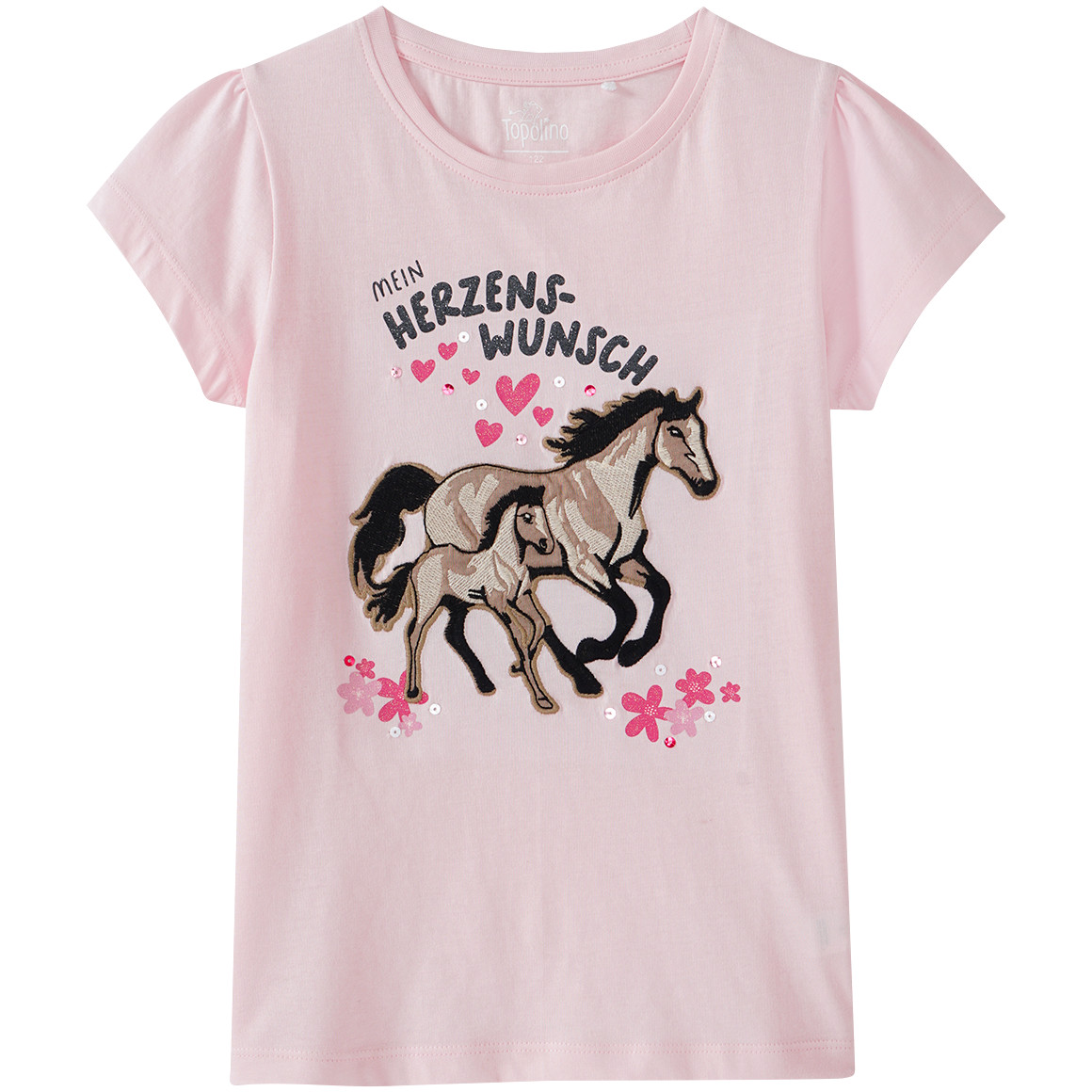 Topolino Mädchen T-Shirt mit Pferde-Applikation rosa