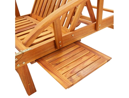 VIDAXL - Bain de soleil Chaise longue de jardin avec table et coussin bois d'acacia