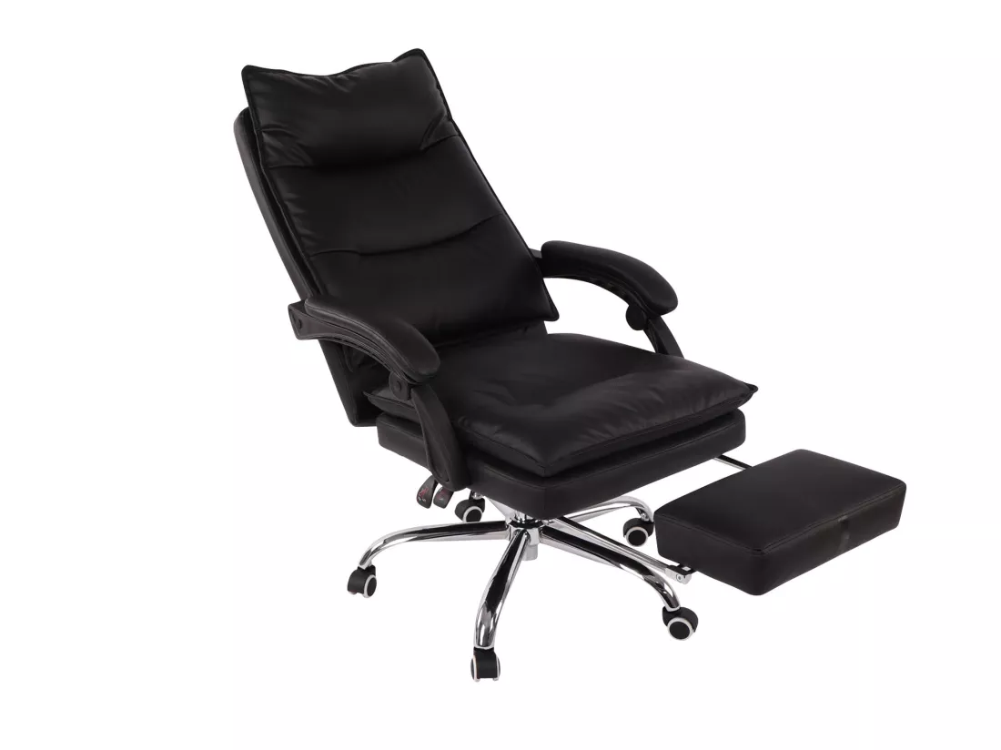 Chaise de bureau - Similicuir & Métal chromé - Noir - Power