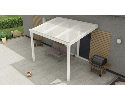 Expert terrasoverkapping met opaal polycarbonaat, 300x250 cm, wit