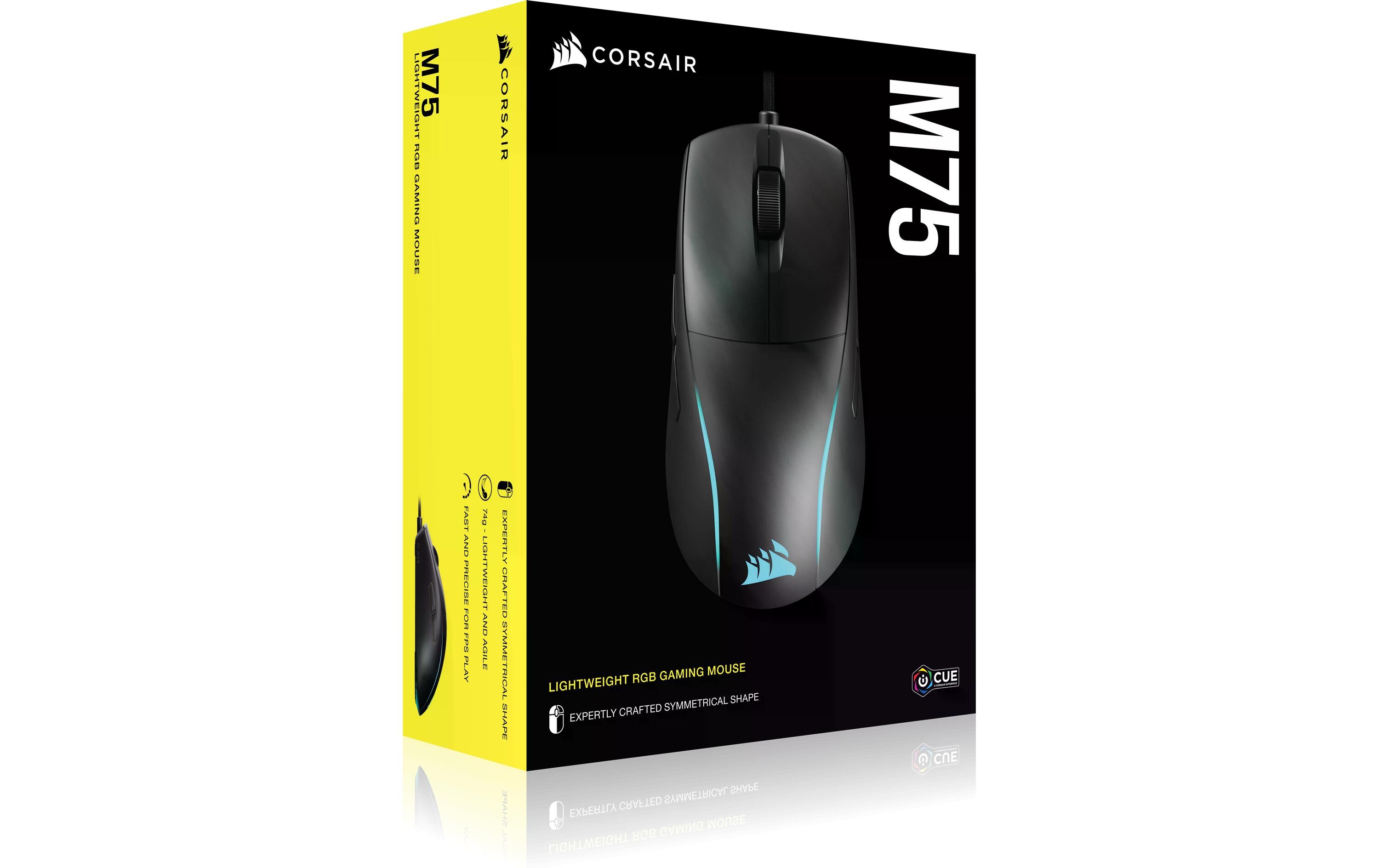 Gaming-Maus M75 SchwarzLeichte RGB-Gaming-Maus mit 26'000 dpi Corsair «Marksman»-Sensor