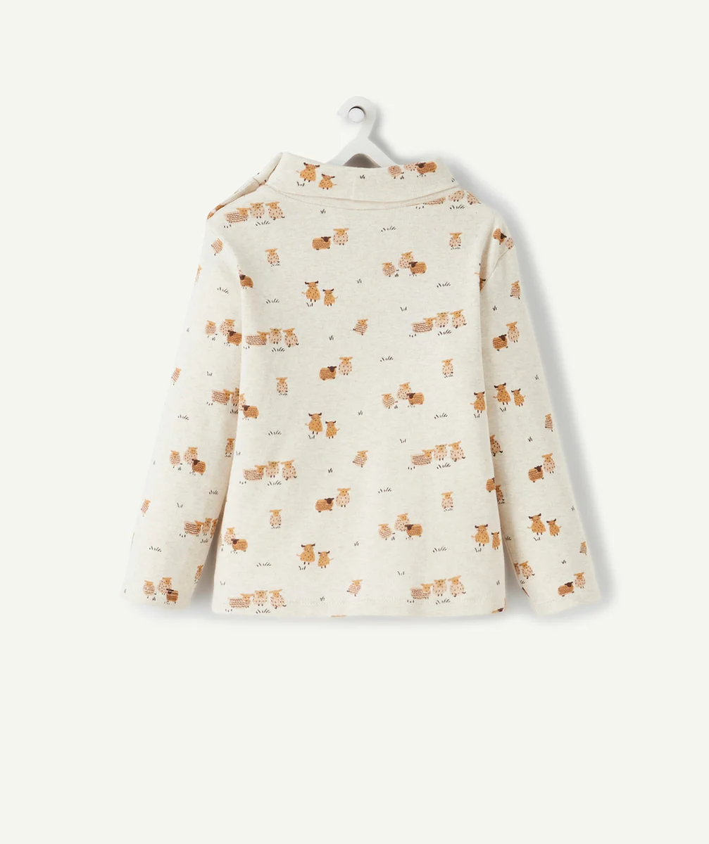 SOUS PULL COL MONTANT EN COTON IMPRIMÉ ANIMALIER BÉBÉ GARÇON