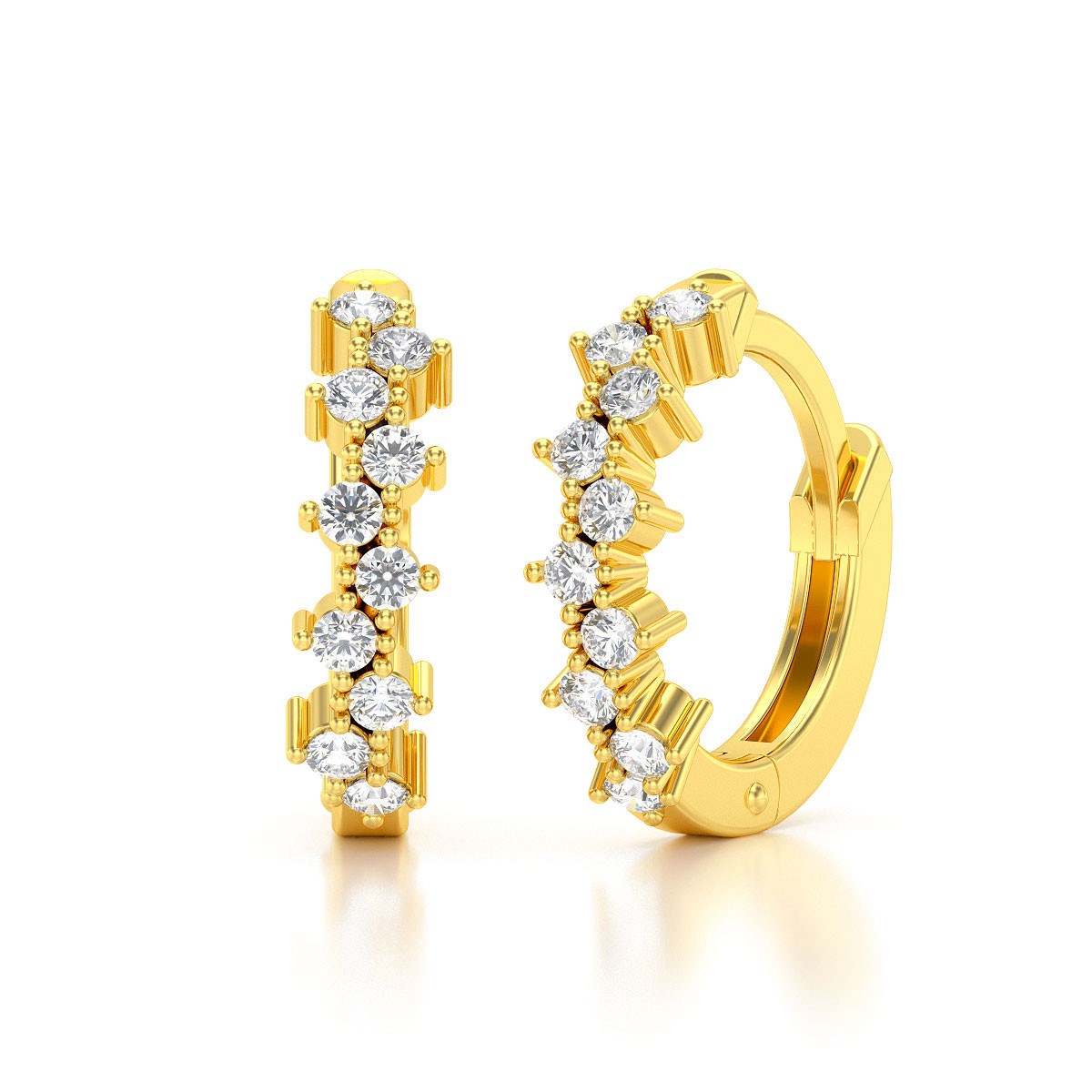 Boucles d'oreilles ADEN Créoles Or 585 Jaune Diamant 1.602grs