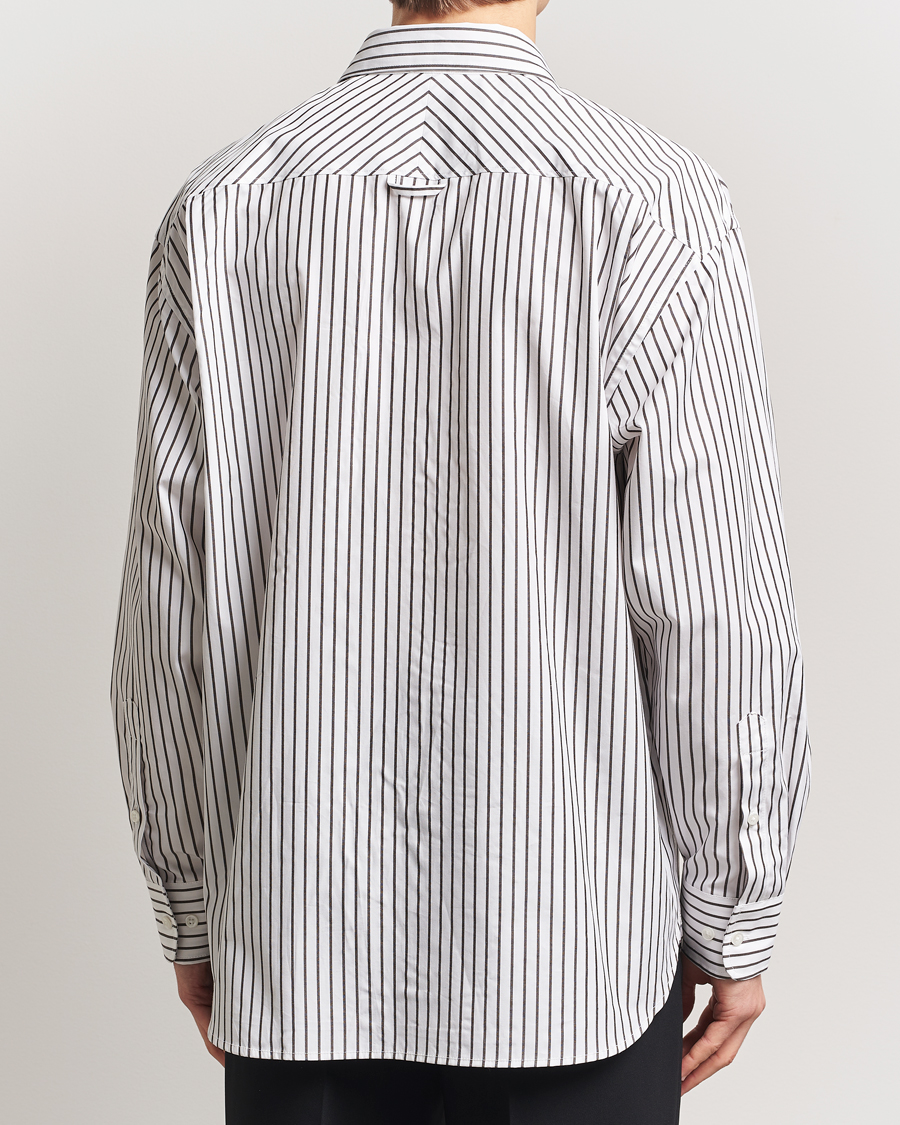 Filippa K Striped Cotton Poplin Shirt Coffee/White