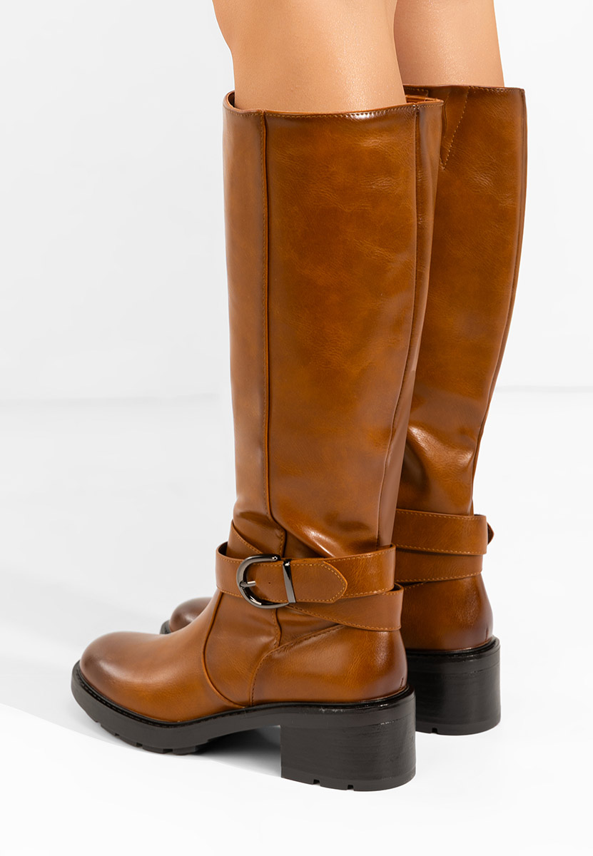 Bottes à talon carré chameau Esteria