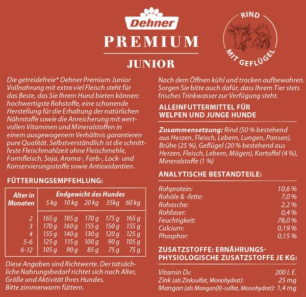 Dehner Premium Nassfutter für Hunde Junior,