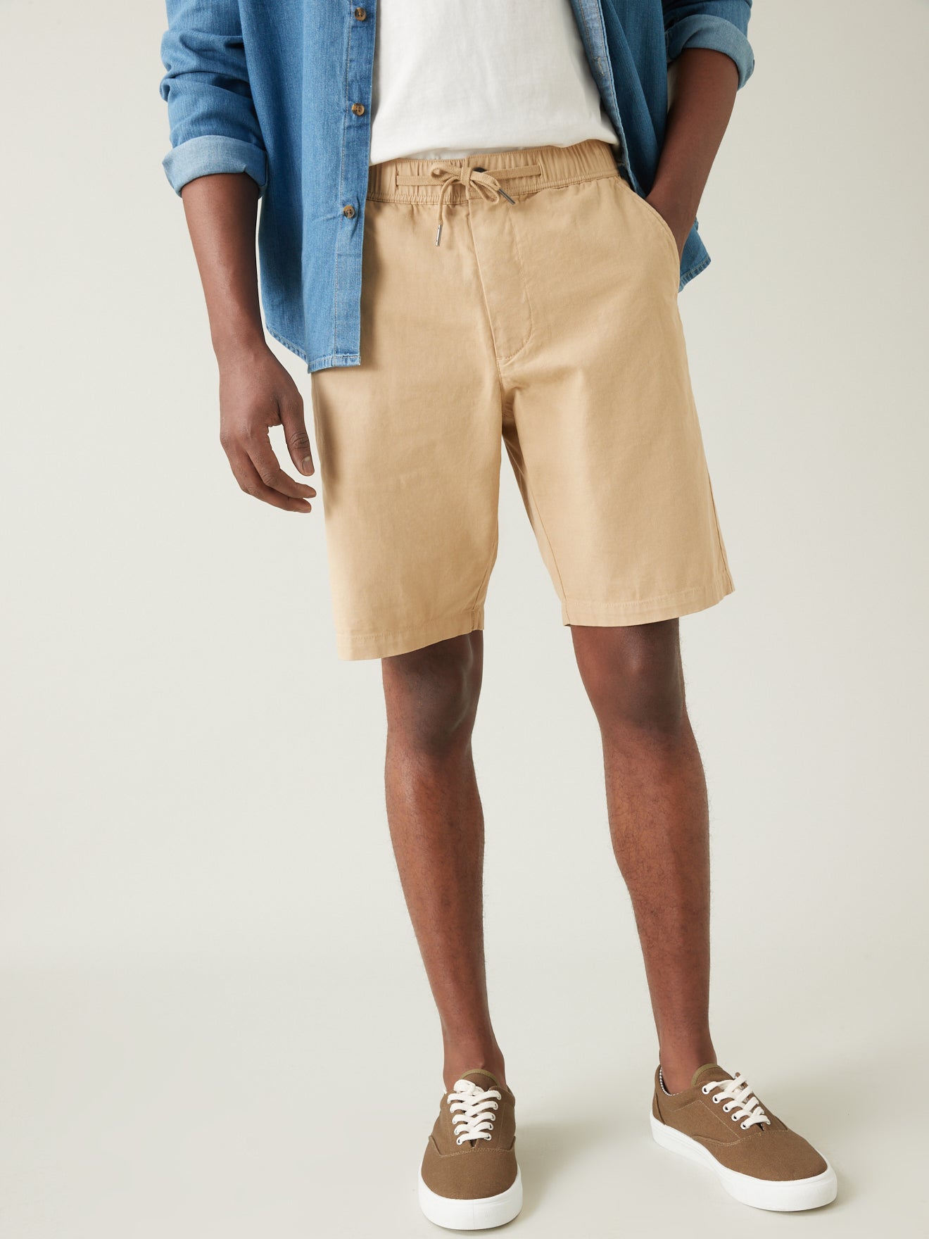 Bermuda taille élastiquée homme coton et lin