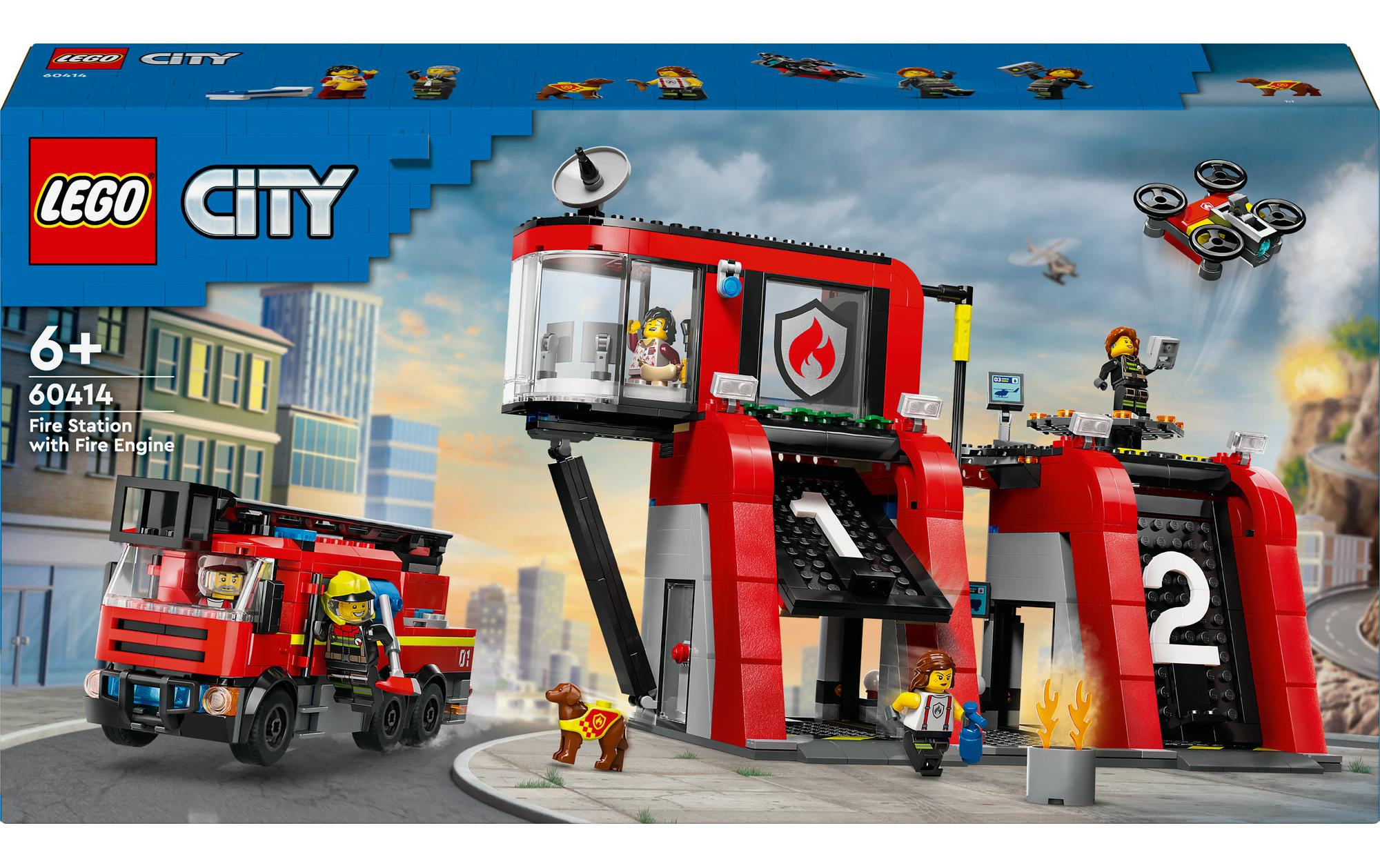 City Feuerwehrstation mit Drehleiterfahrzeug 60414Feuerwehr-Spielset