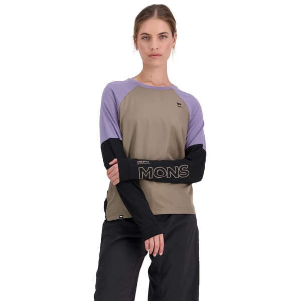 T-shirt thermique MONS ROYALE TARN MERINO SHIFT WIND JERSEY W WALNUT/BLACK/THISTLE