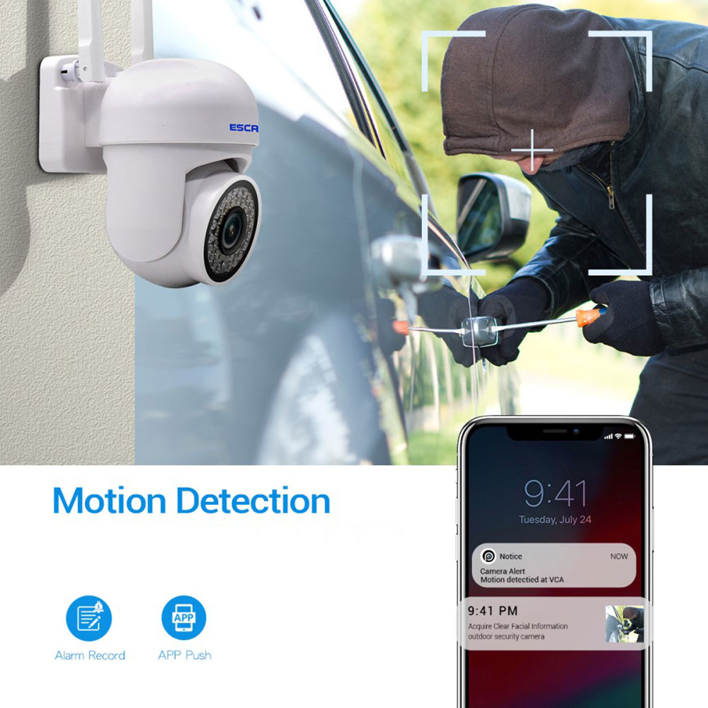 WiFi IP Kamera 3MP 1296p mit Nachtsichtfunktion / Micro SD und Wandhalterung für iOS/Android (IP66) - Weiss