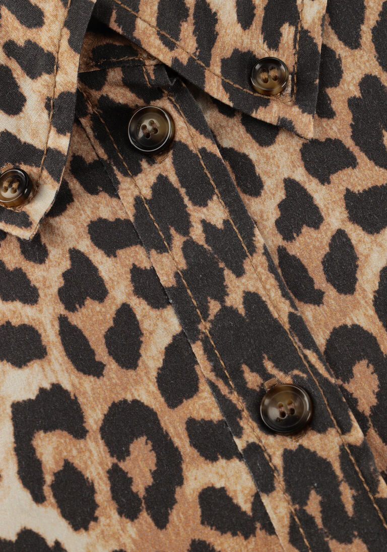 bruine ganni jurken printed stretch cotton mini shirt dress