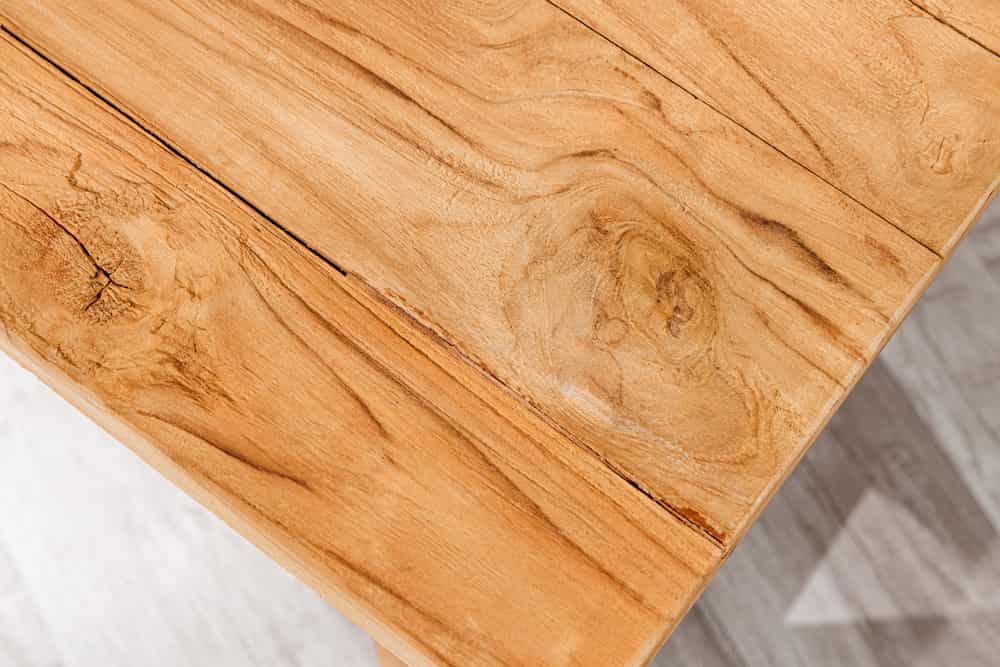 Quadratischer Couchtisch JAVA 70cm natur recyceltes Teakholz mit Ablagefach