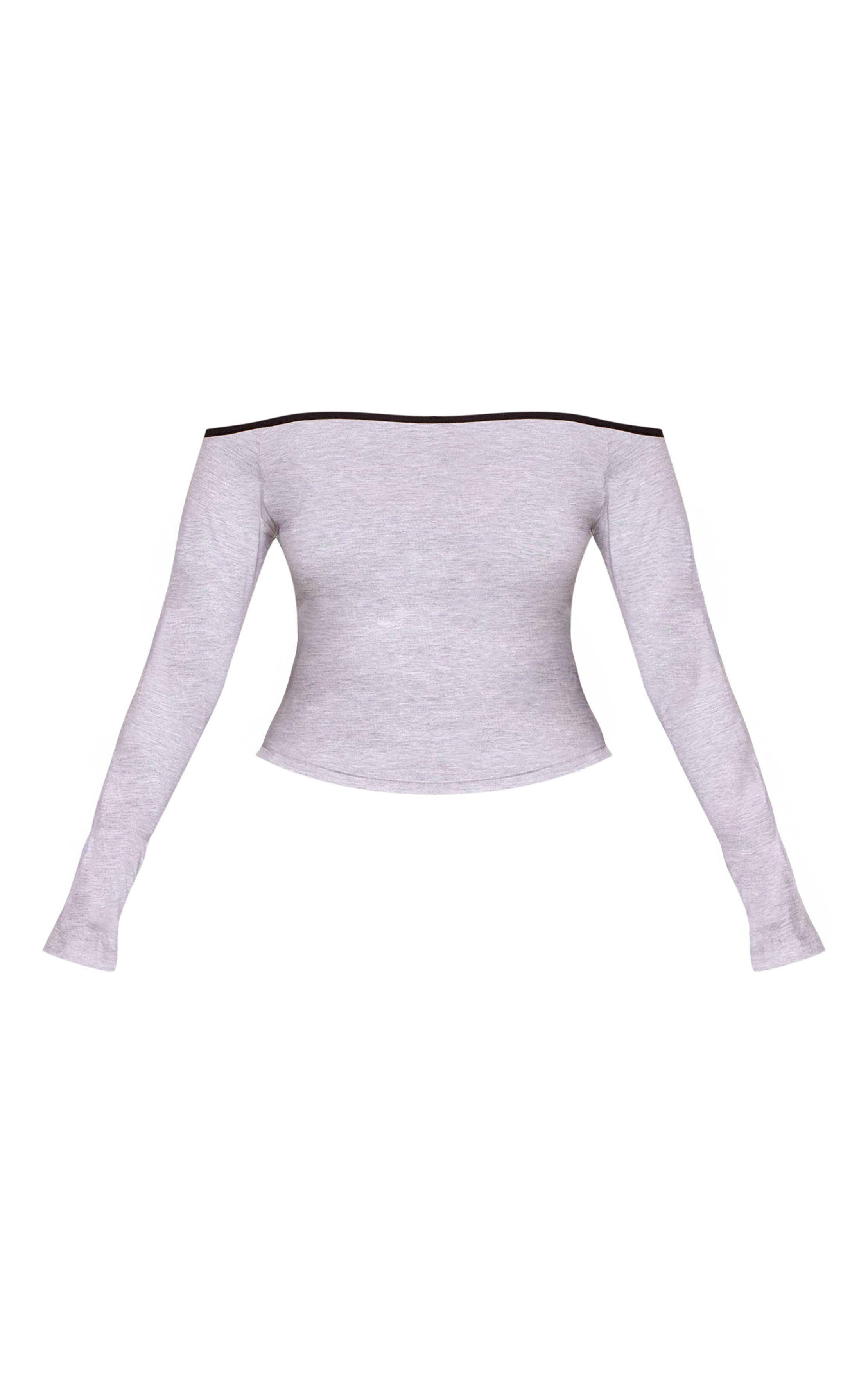 Gris Top Bardot À Manches Longues À Contraste Shape